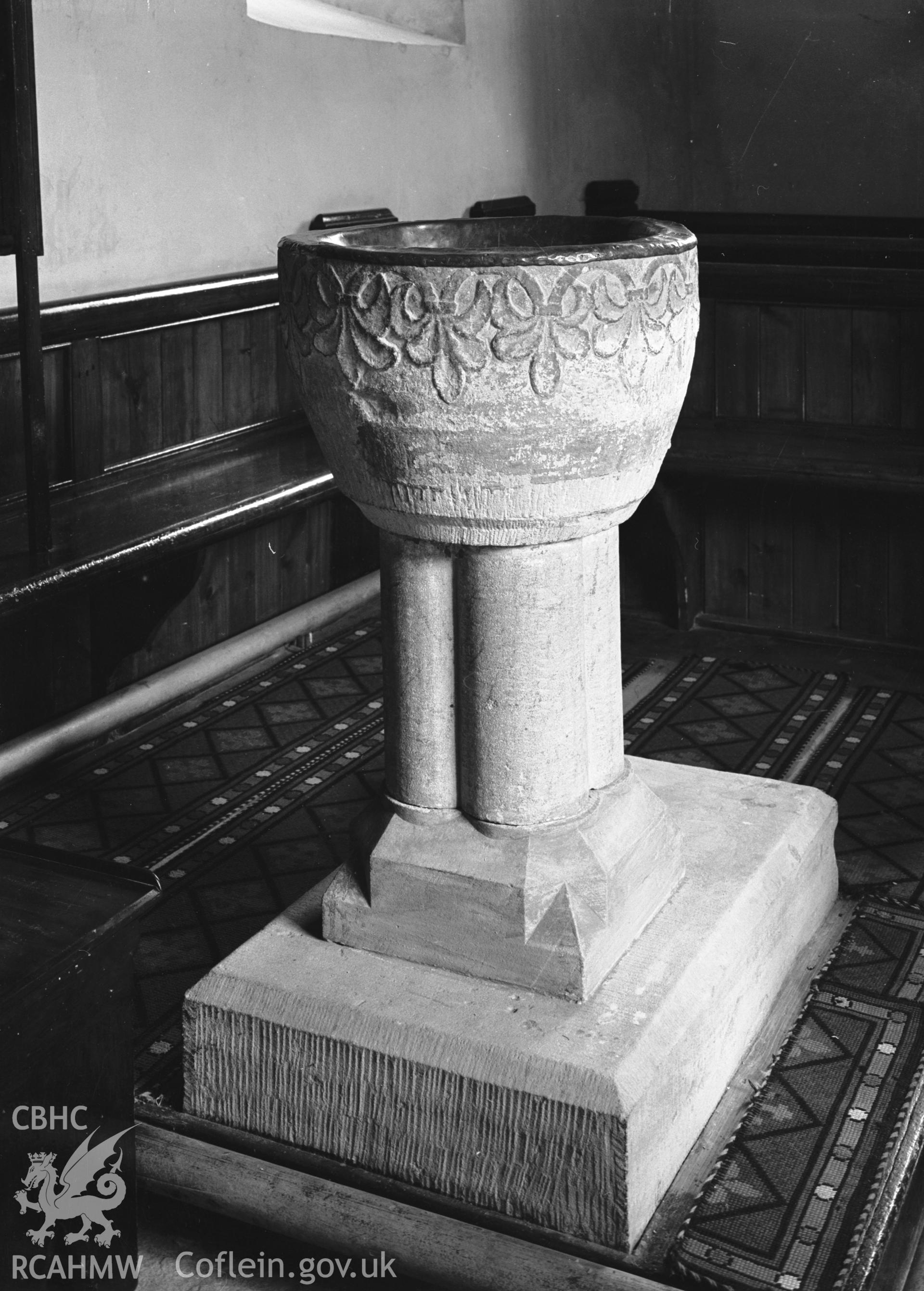 Interior view showing the font.