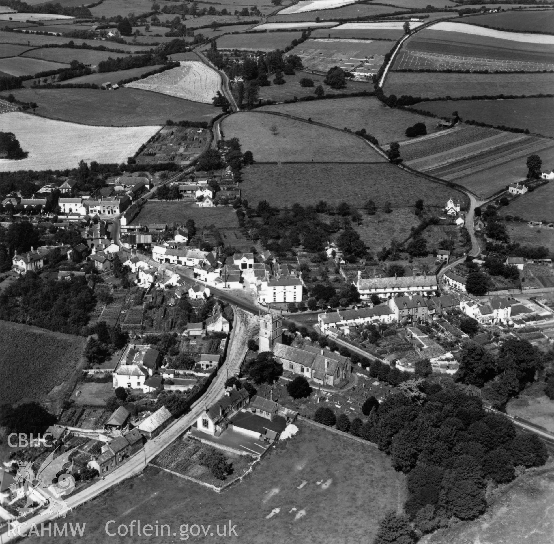 View of Raglan from the south. Oblique aerial photograph, 5?" cut roll film.