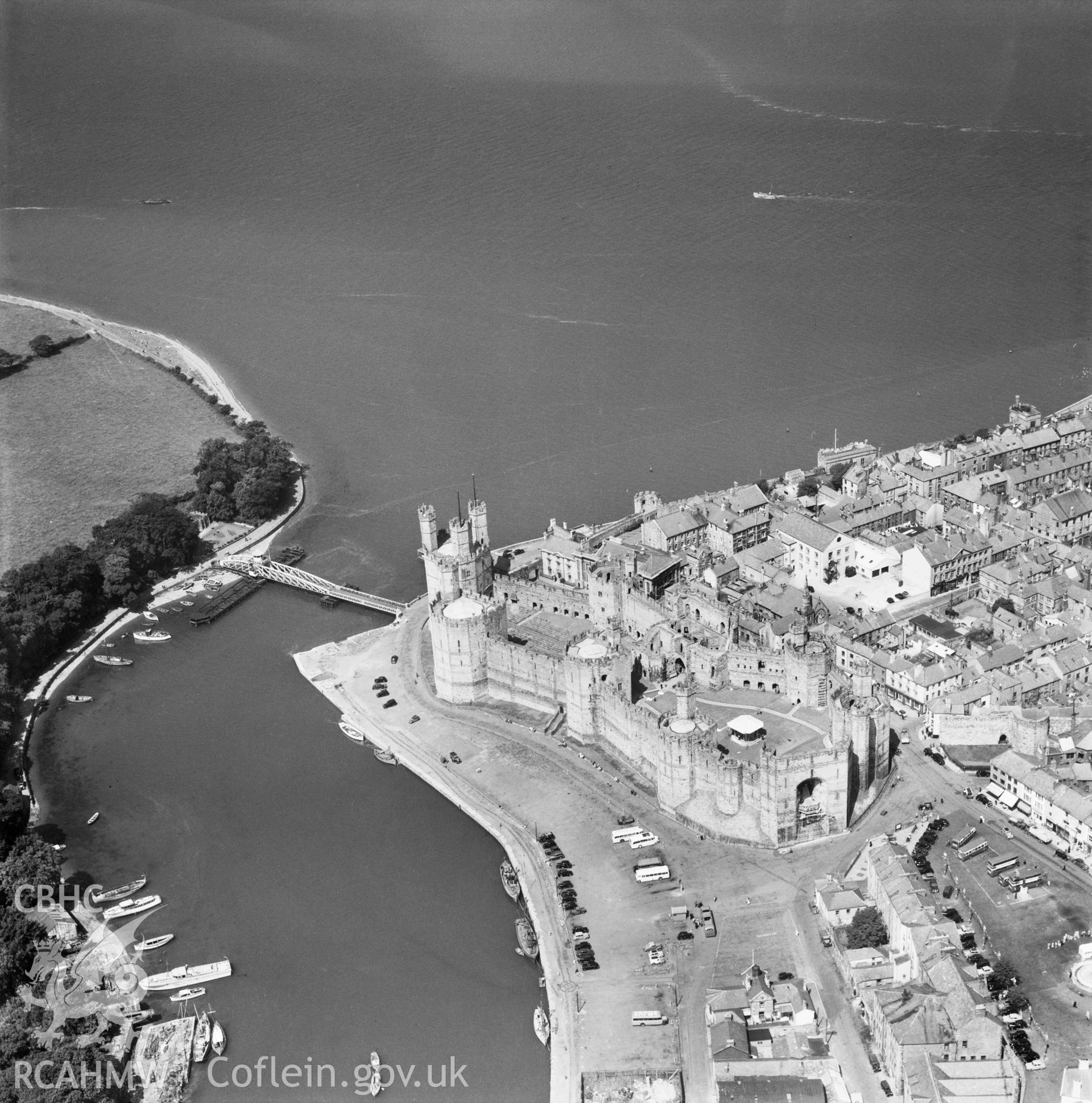View of Caernarfon showing castle