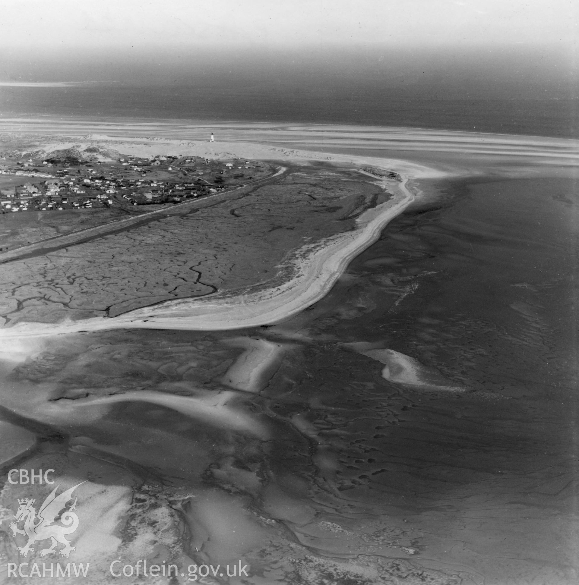View of caravans and chalets on the Warren, Point of Ayr. Oblique aerial photograph, 5?" cut roll film.