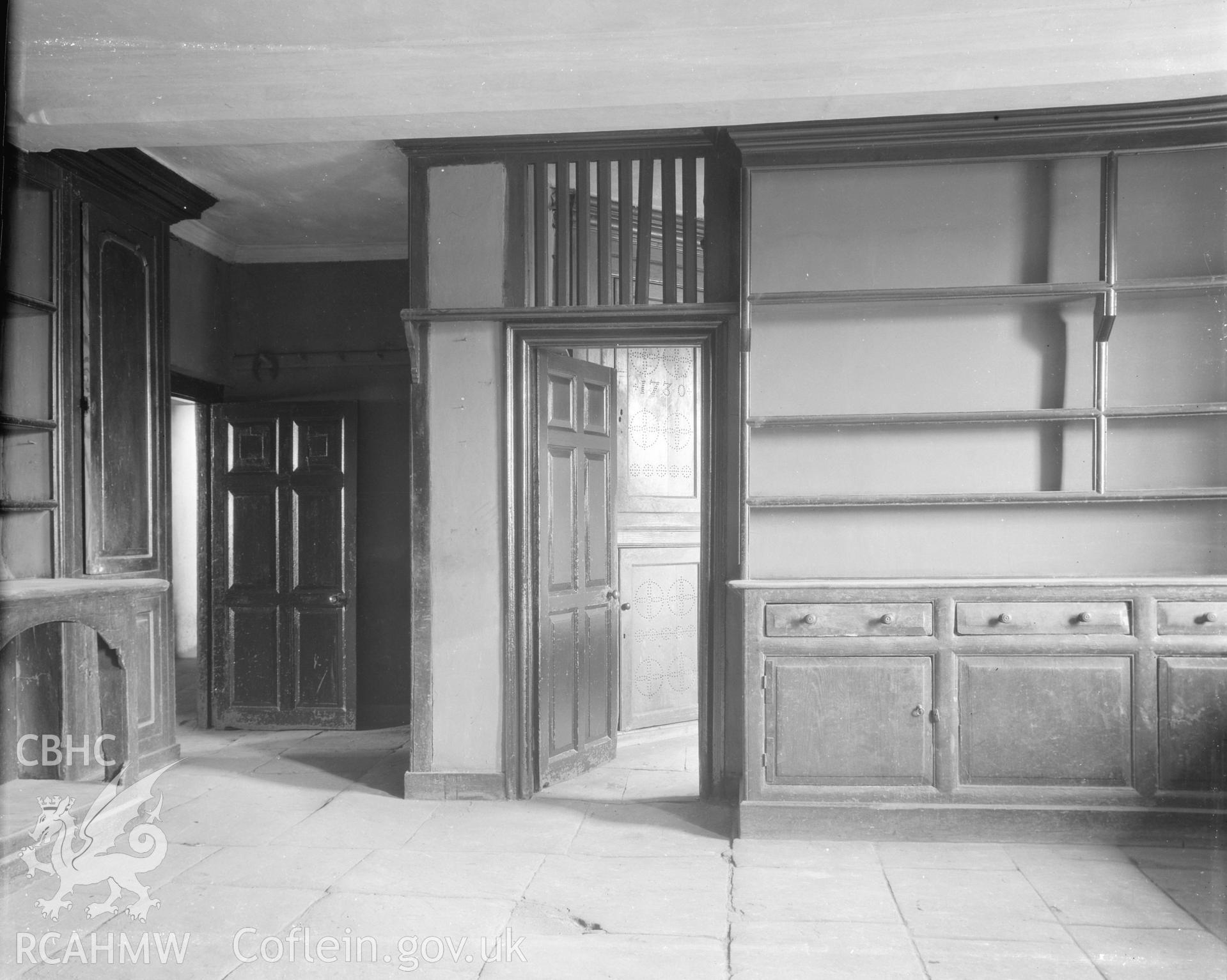 View of kitchen of second house - cupboard dated 1730