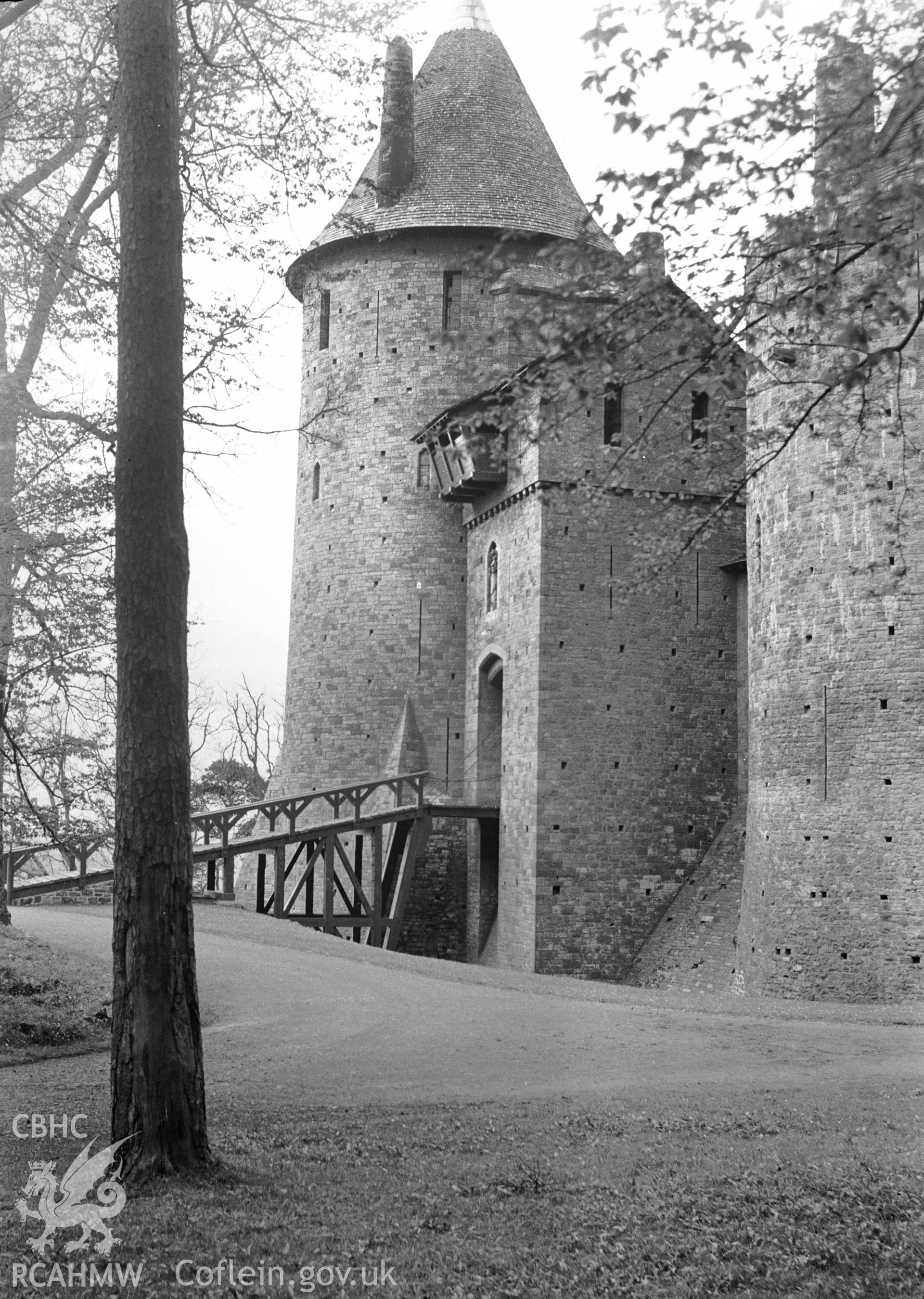 Digital copy of a nitrate negative showing a view of Castell Coch taken by Ordnance Survey.