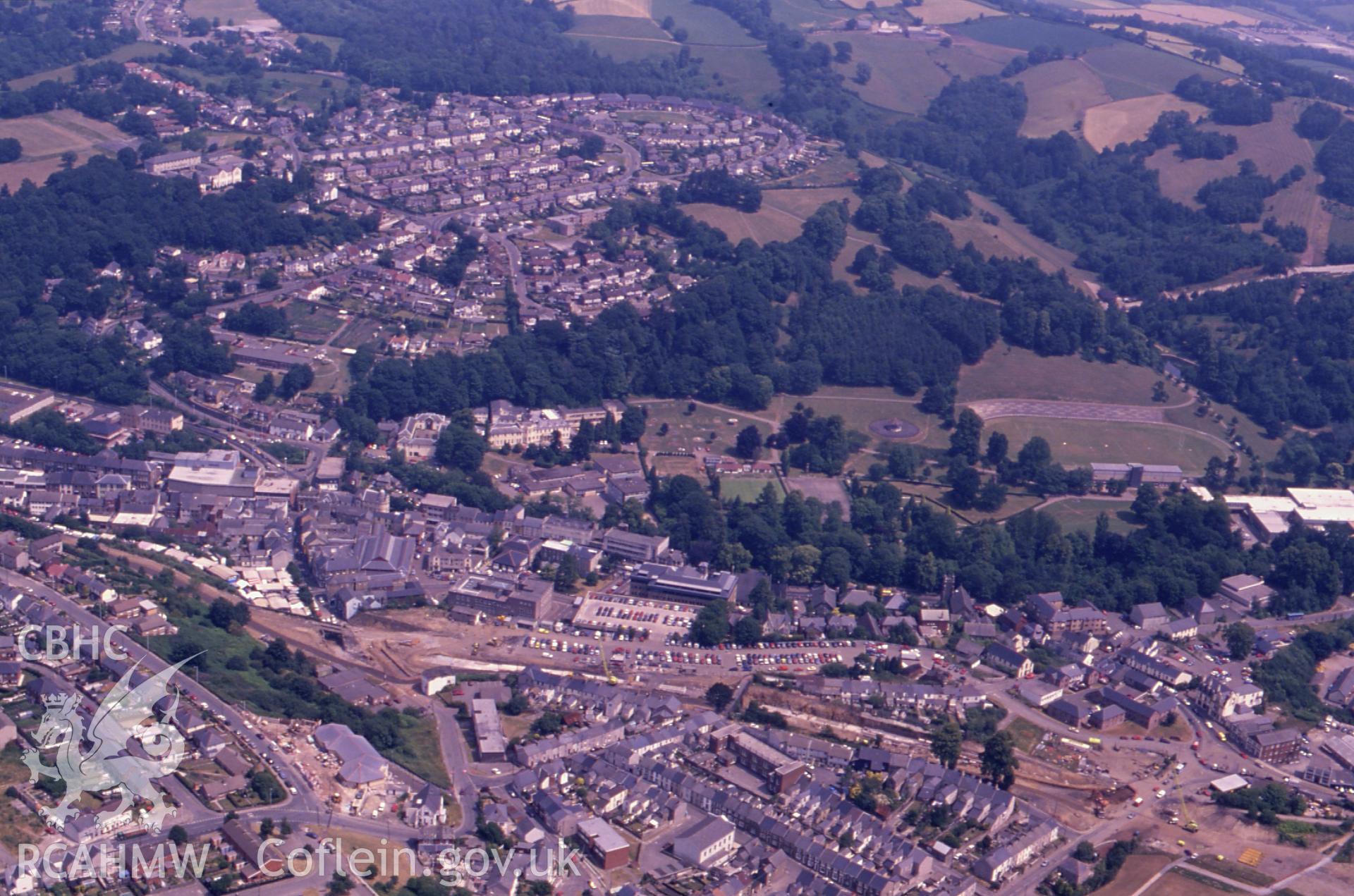 RCAHMW colour slide oblique aerial photograph of Pontypool, taken on 26/06/1992 by CR Musson