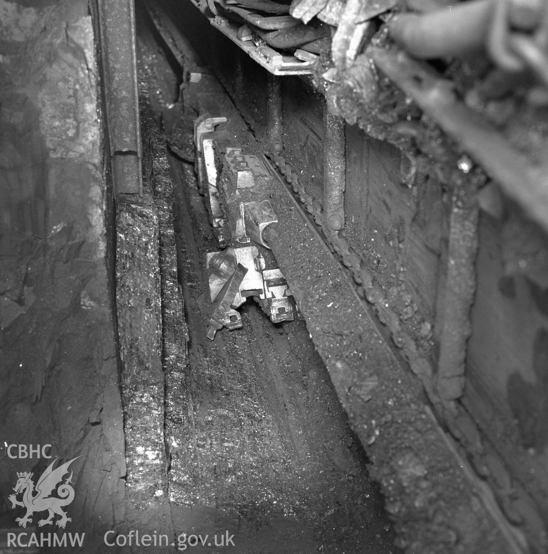 Digital copy of an acetate negative showing Big Pit - New Mine, G11 face, from the John Cornwell Collection.