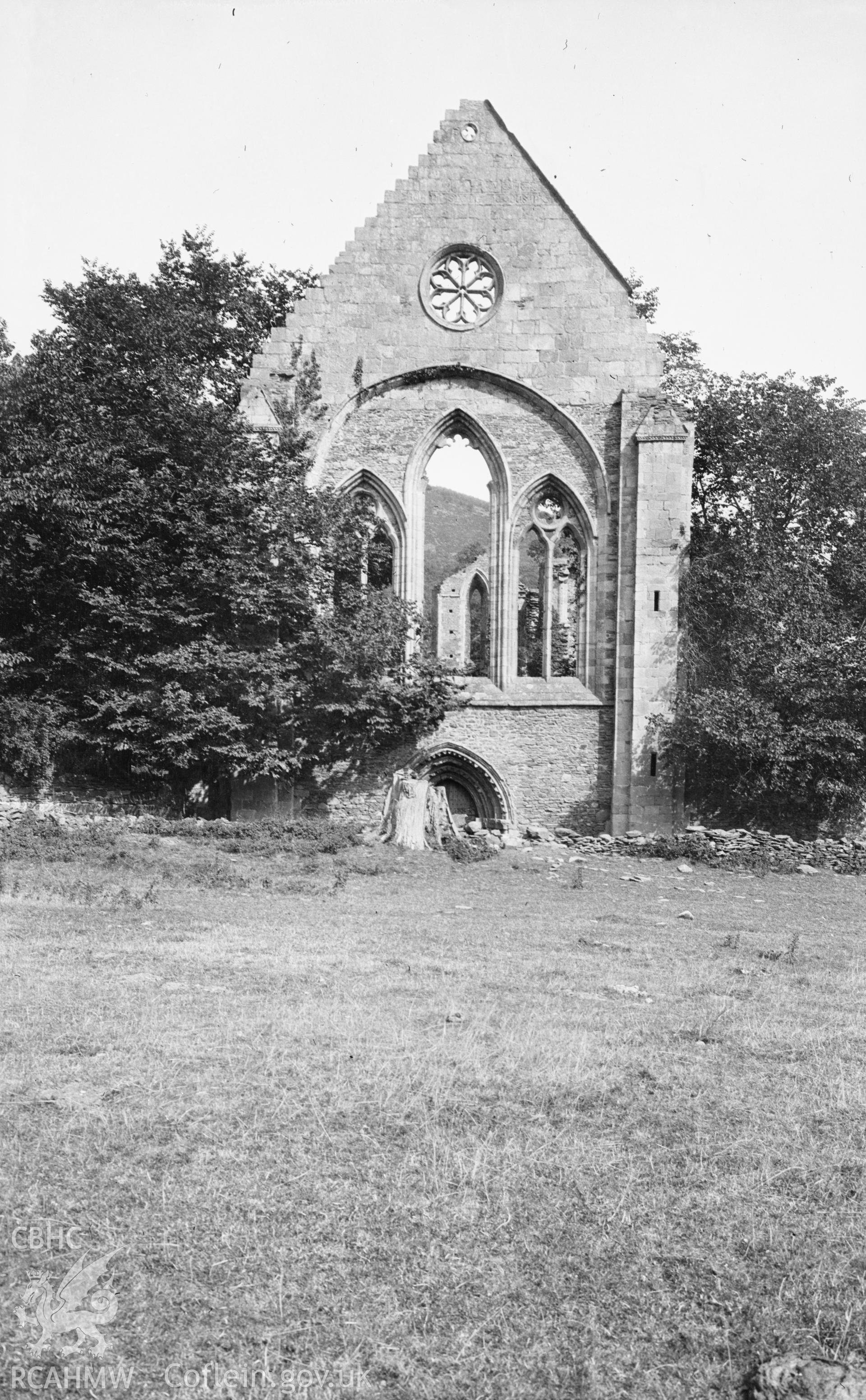 Digital copy of a nitrate negative showing view of Valle Crucis Abbey
