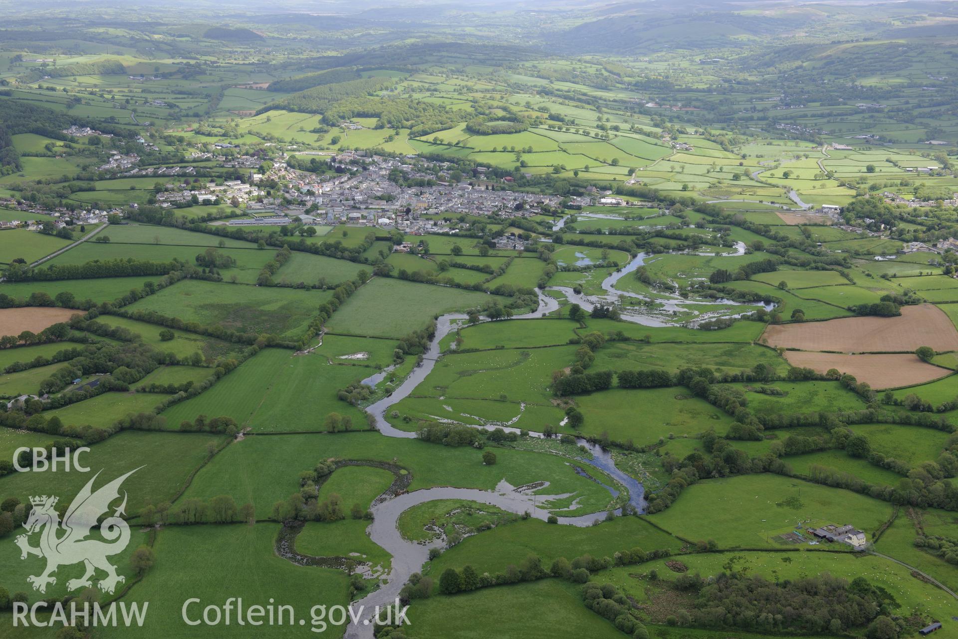 Lampeter. Oblique aerial photograph taken during the Royal Commission's programme of archaeological aerial reconnaissance by Toby Driver on 3rd June 2015.