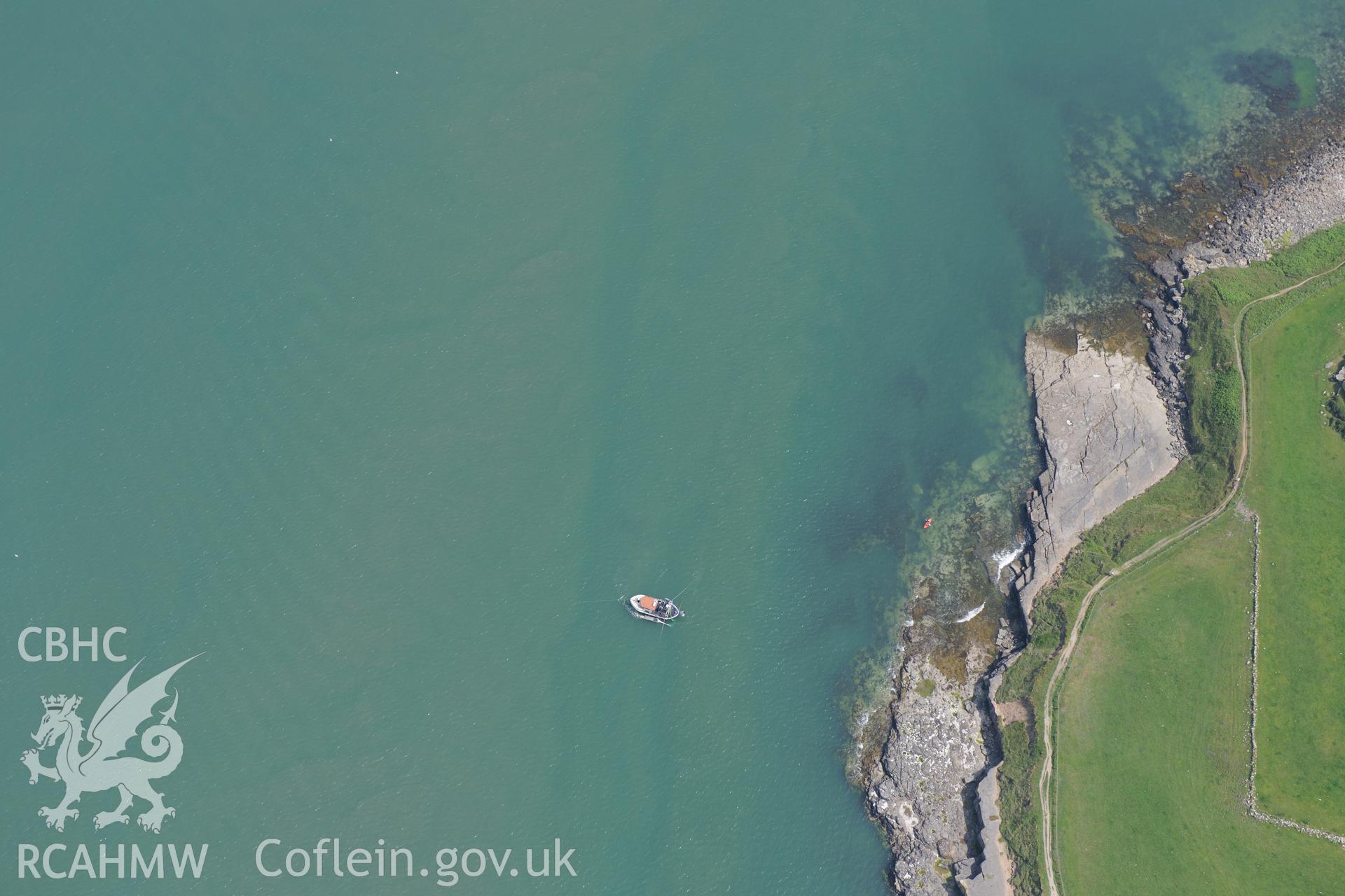Wreck of the Royal Charter, off the east coast of Anglesey, near Moelfre. Oblique aerial photograph taken during the Royal Commission?s programme of archaeological aerial reconnaissance by Toby Driver on  12th July 2013.