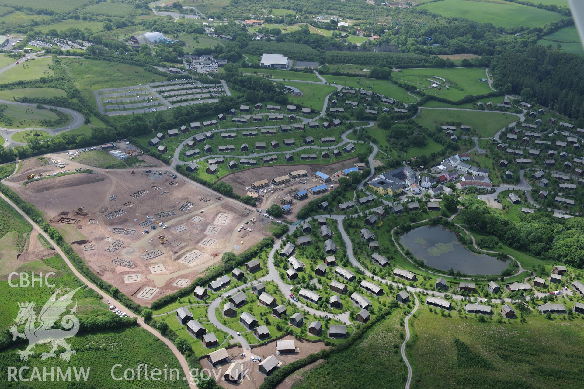 Bluestone Holiday Village, Narberth. Oblique aerial photograph taken during the Royal Commission's programme of archaeological aerial reconnaissance by Toby Driver on 19th June 2015.