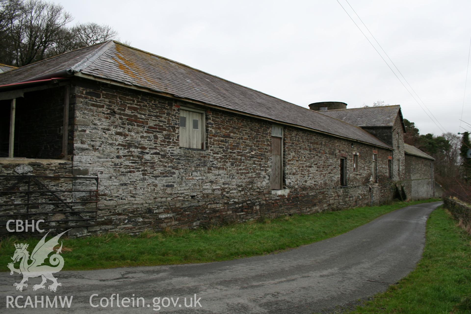 Exterior view of cattle shelter. Photographic survey of the exterior of the farm buildings at Tan-y-Graig Farm, Llanfarian, Aberystwyth. Conducted by Geoff Ward and John Wiles, 11th December 2006.