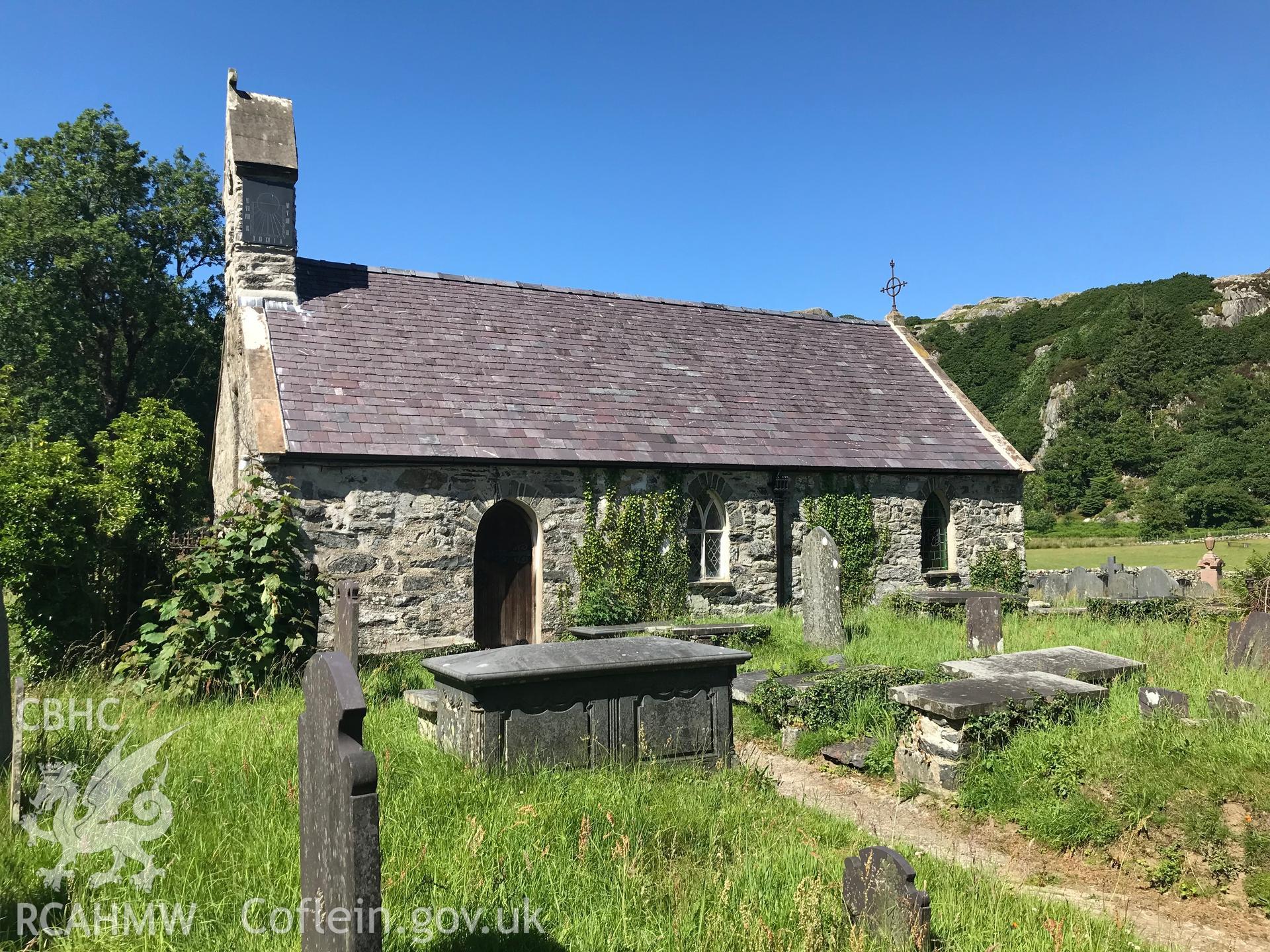 Colour photo showing external view of St. Mary's Church, Dolbenmaen, taken by Paul R. Davis, 22nd June 2018.