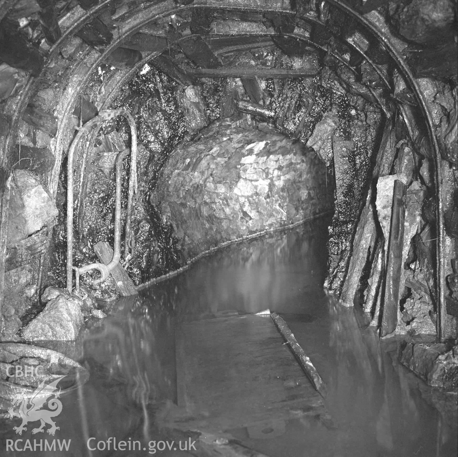 Digital copy of an acetate negative showing original entrance to Wood's Level at Big Pit, from the John Cornwell Collection.