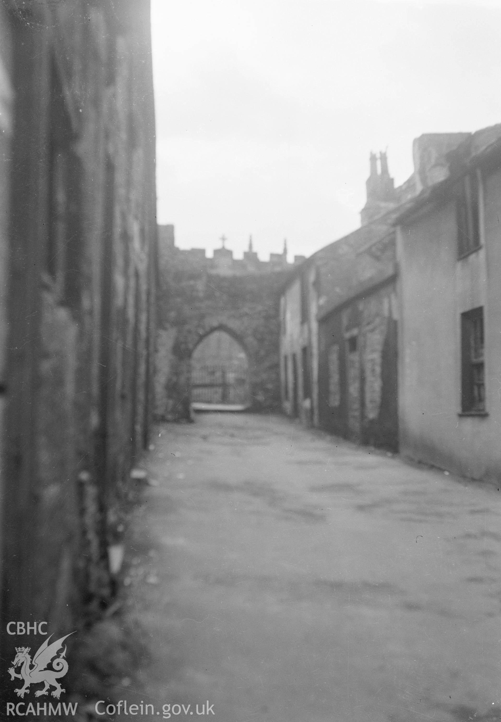 Digital copy of a nitrate negative showing view of Caer Gybi.