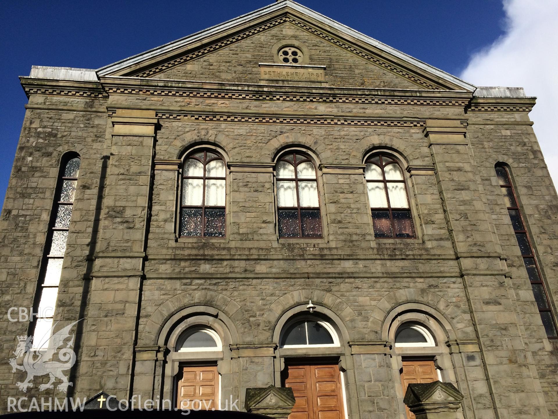 Colour photo showing view of Bethlehem Chapel, Treorchy, taken by Paul R. Davis, 2018.
