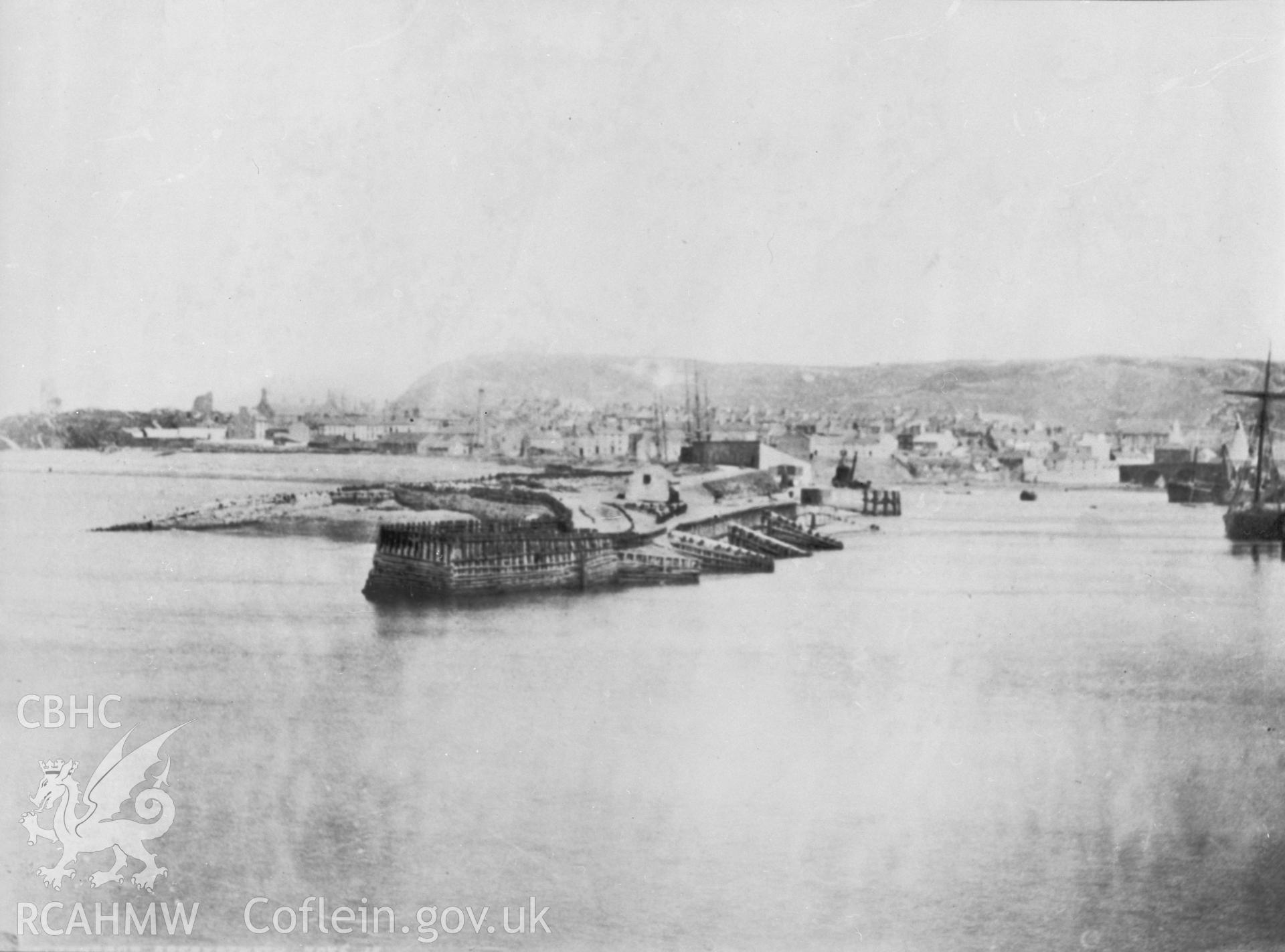 Digital copy of a view of Aberystwyth Harbour.