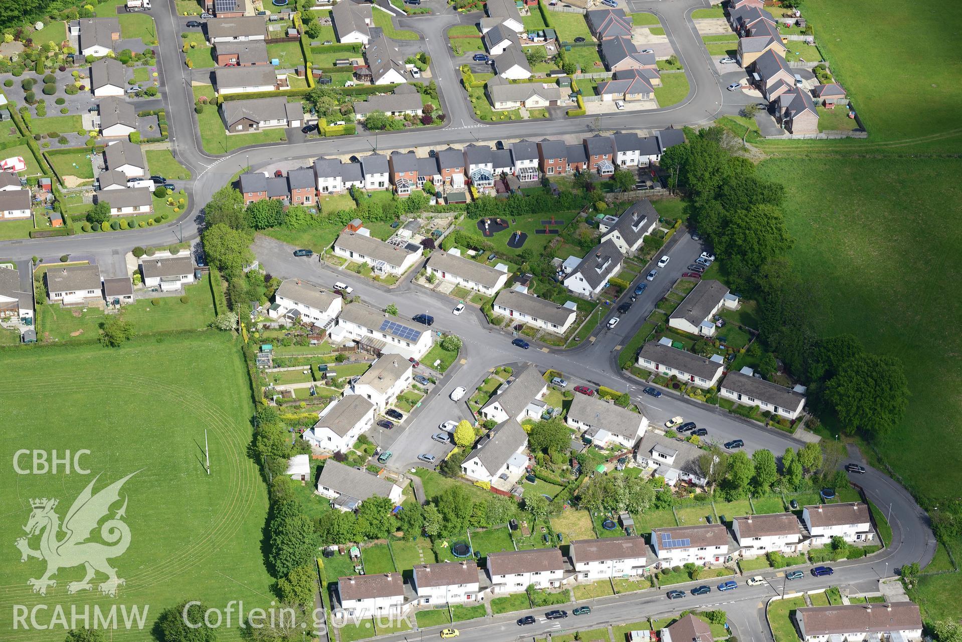 Llandysul. Oblique aerial photograph taken during the Royal Commission's programme of archaeological aerial reconnaissance by Toby Driver on 3rd June 2015.