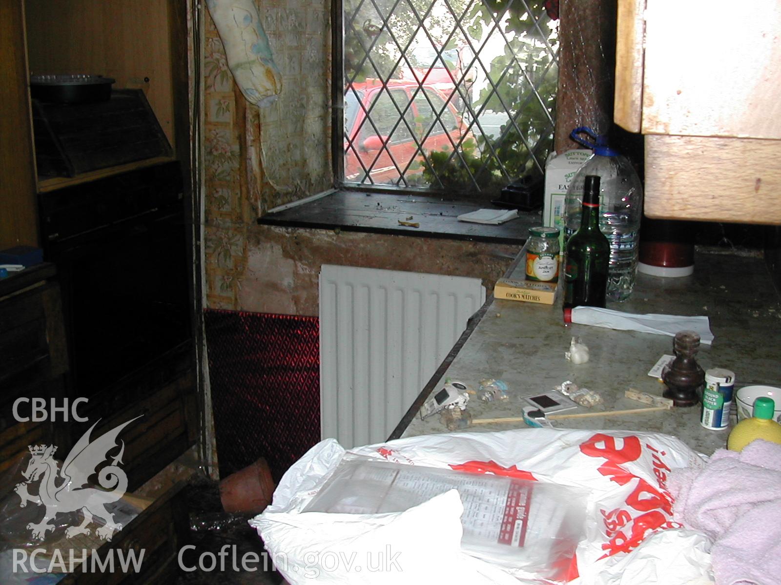 Colour photograph showing detailed interior view of kitchen at Rosacre, Gronant, Prestatyn. Unknown date. Donated by the Conservation Department of Flintshire County Council, in advance of relocation to new offices.