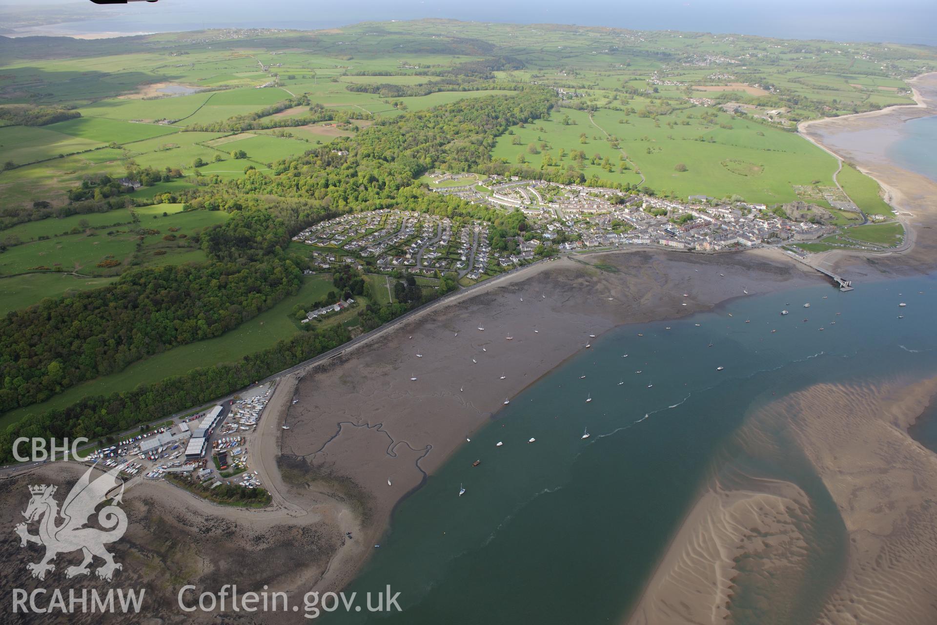 Gallows Point boatyard, south west of Beaumaris. Oblique aerial photograph taken during the Royal Commission?s programme of archaeological aerial reconnaissance by Toby Driver on 22nd May 2013.