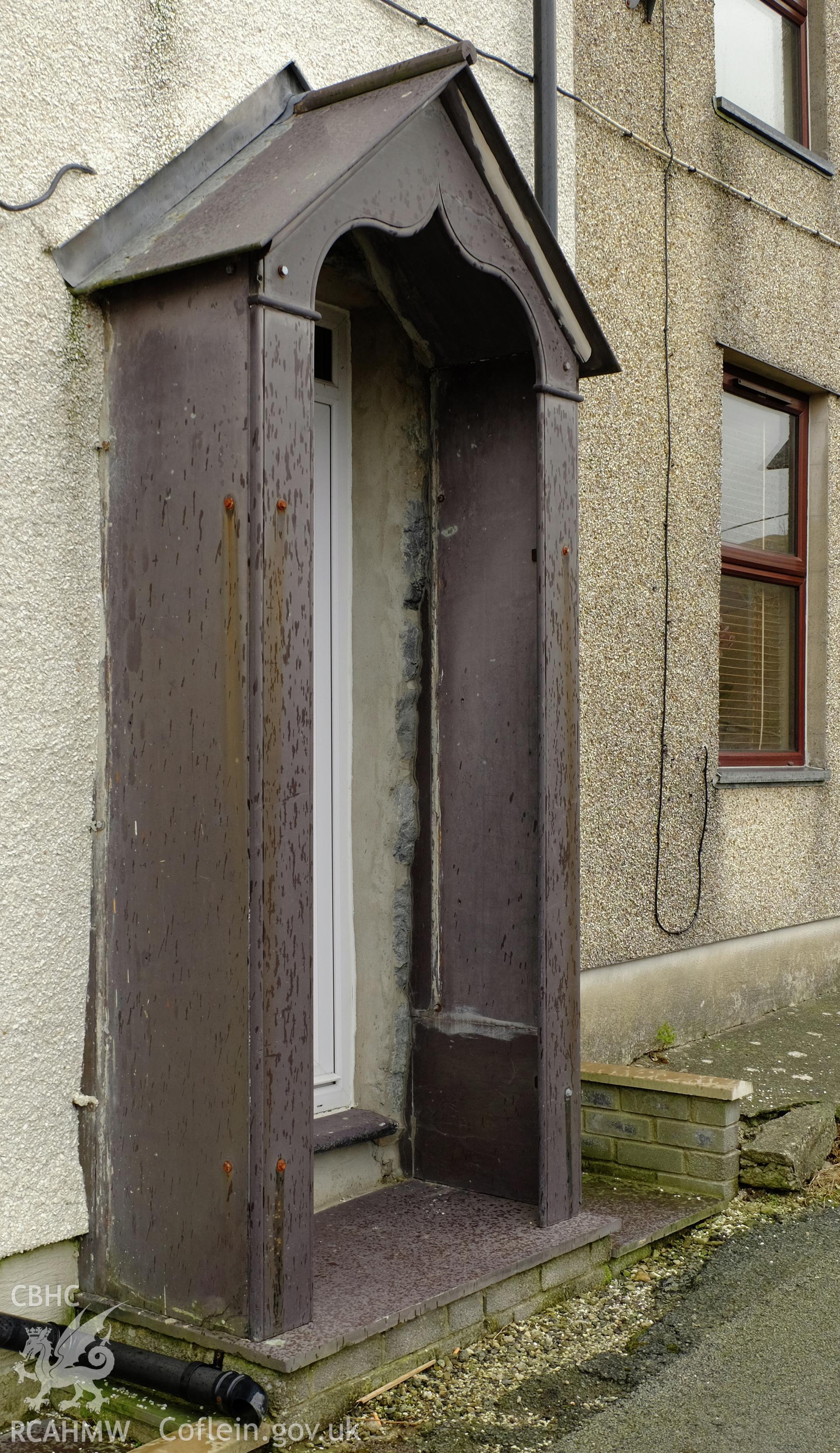 Colour photograph showing view of a slate porch on Hill Street, Gerlan, Bethesda, produced by Richard Hayman 16th February 2017