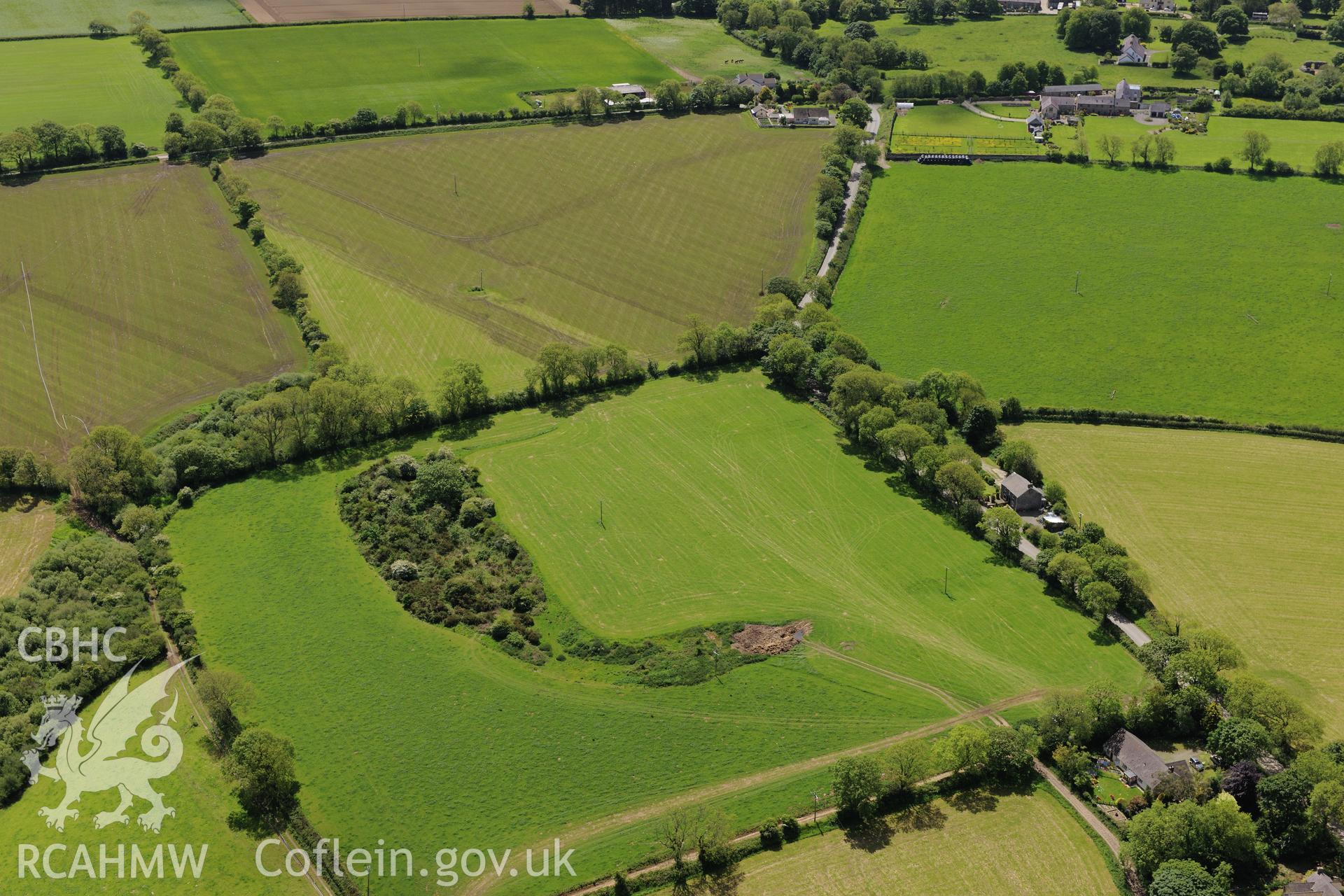 Wiston Roman Fort. Oblique aerial photograph taken during the Royal Commission's programme of archaeological aerial reconnaissance by Toby Driver on 3rd June 2015.