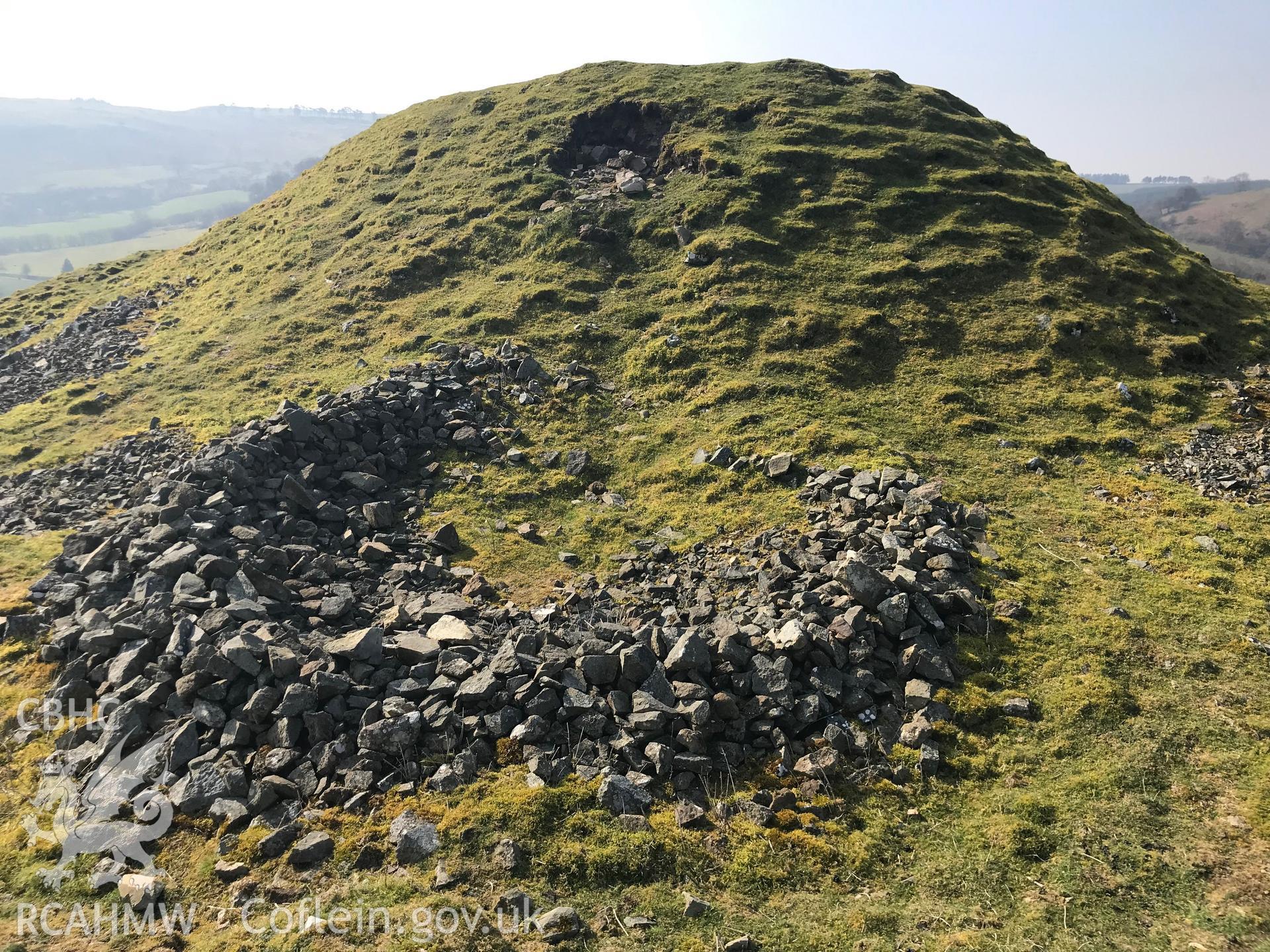 Colour photograph of Cefnllys Castle, east of Llandrindod Wells, taken by Paul R. Davis on 30th March 2019.