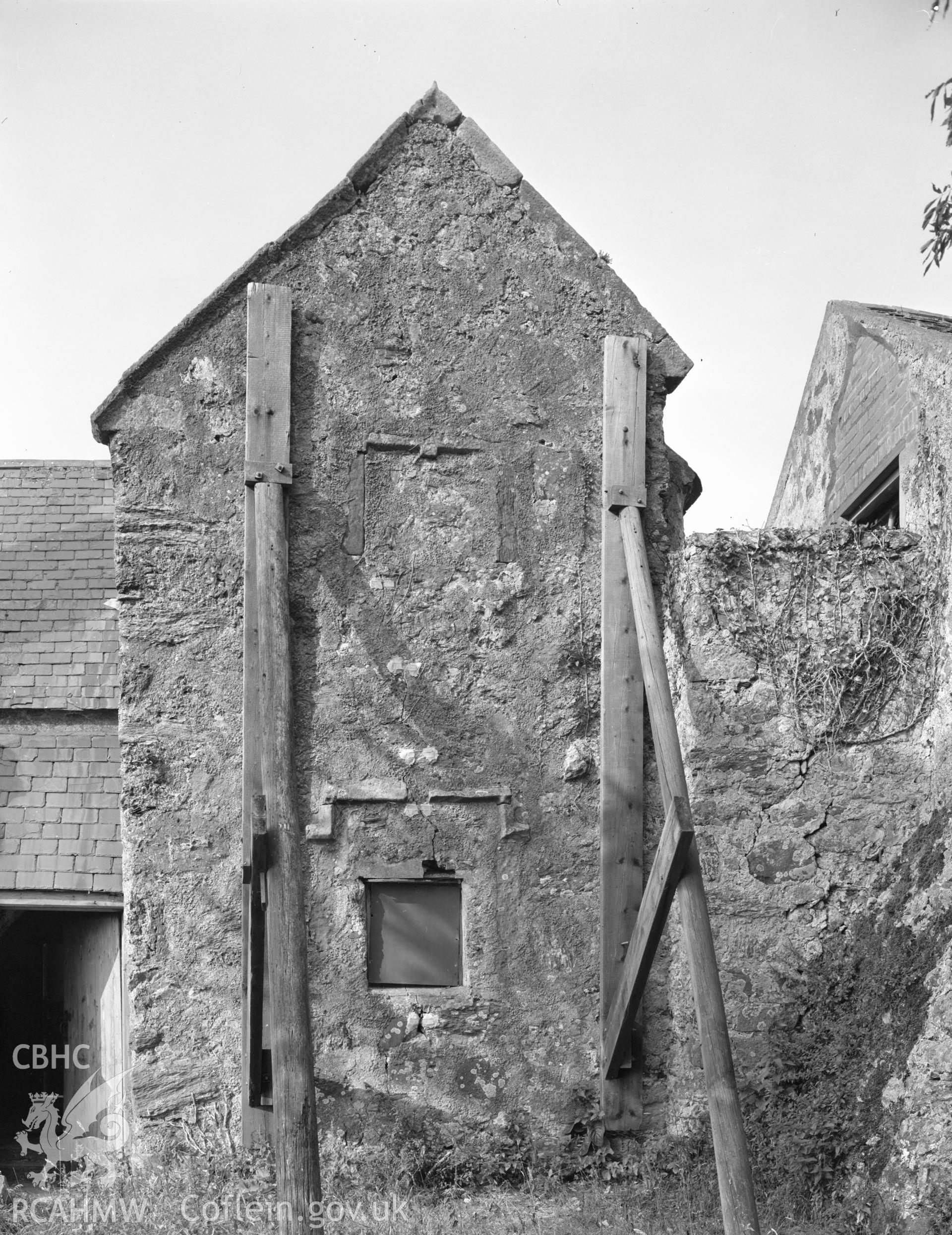 Digital copy of a black and white negative showing a view of Hafoty Hall House taken 1976.