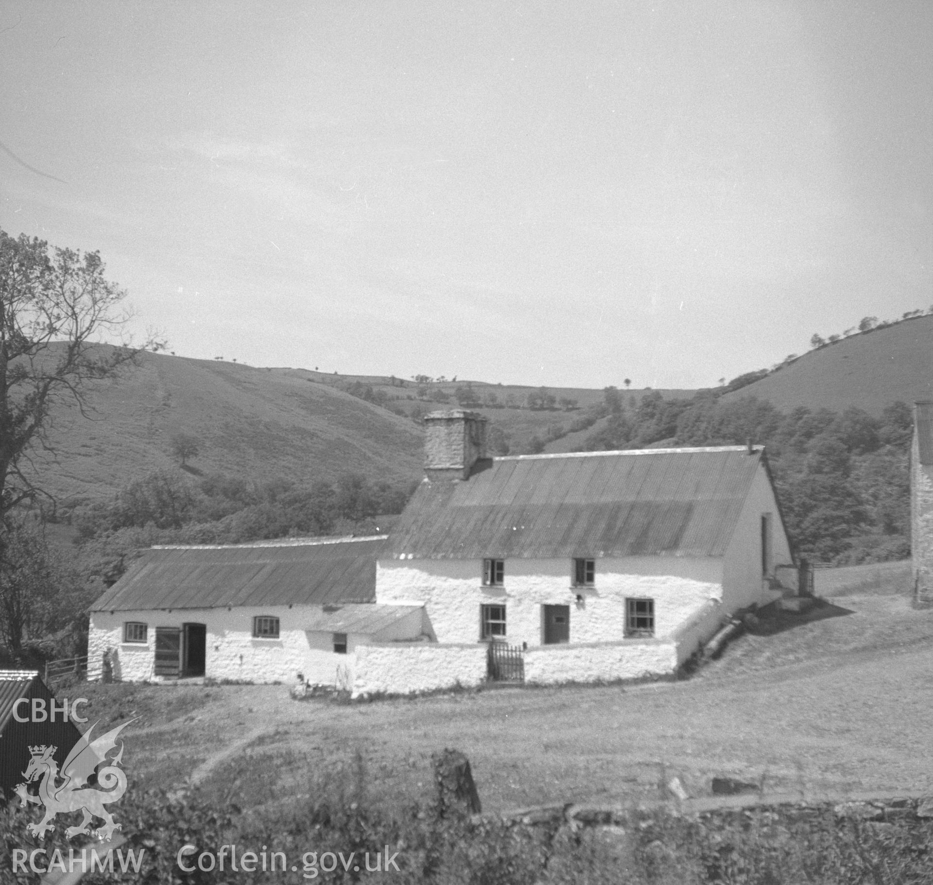 Digital copy of a nitrate negative showing exterior view of Cwm Cilath, Llansadwrn.