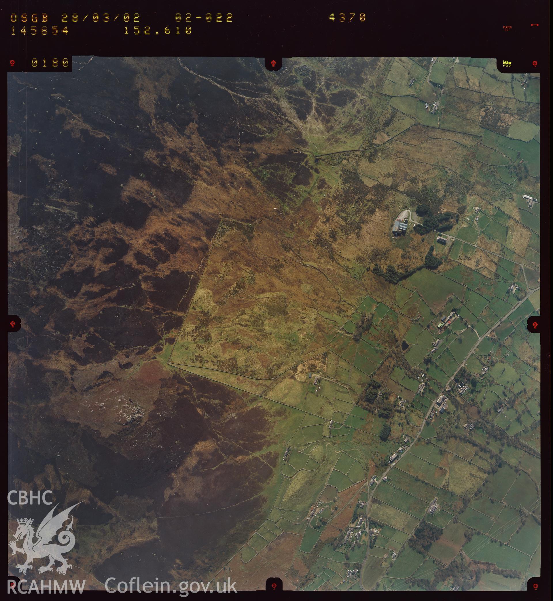 Digital copy of an aerial view of the Ceunant area SH5366 6122 taken by Ordnance Survey in 2002.