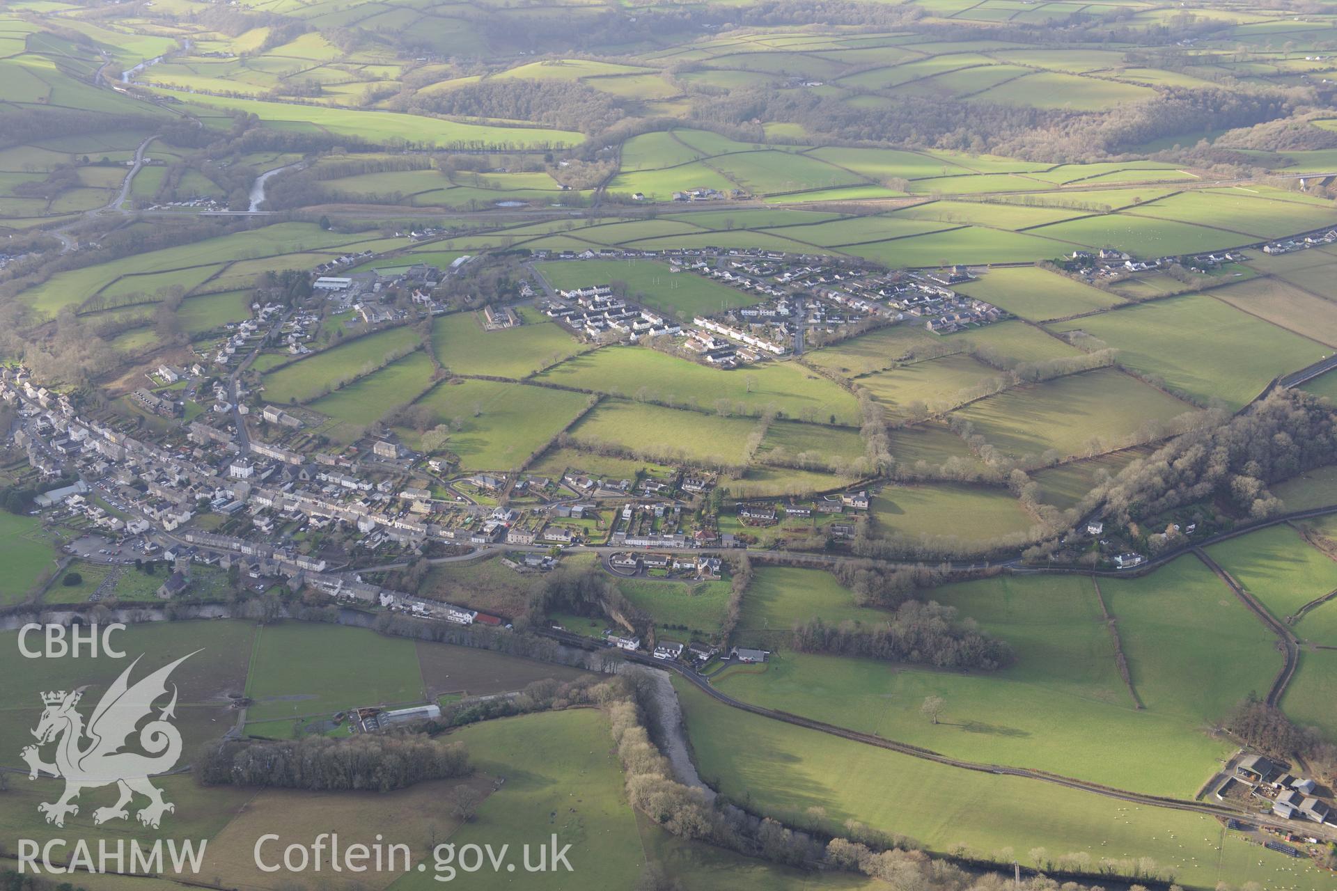 Llandysul. Oblique aerial photograph taken during the Royal Commission's programme of archaeological aerial reconnaissance by Toby Driver on 6th January 2015.