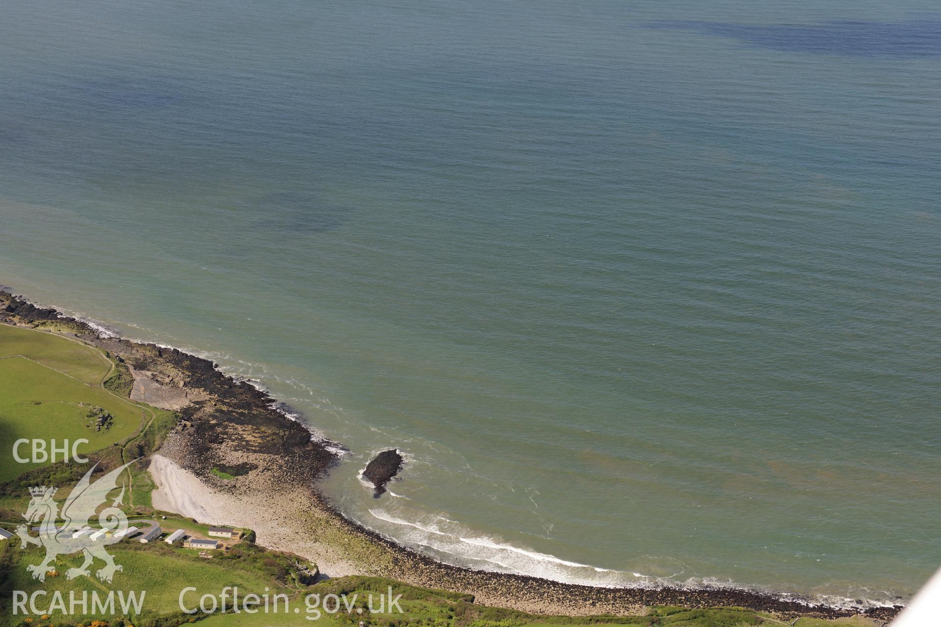 The wreck of the Royal Charter, off the coast of Moelfre on Anglesey. Oblique aerial photograph taken during the Royal Commission?s programme of archaeological aerial reconnaissance by Toby Driver on 22 May 2013.