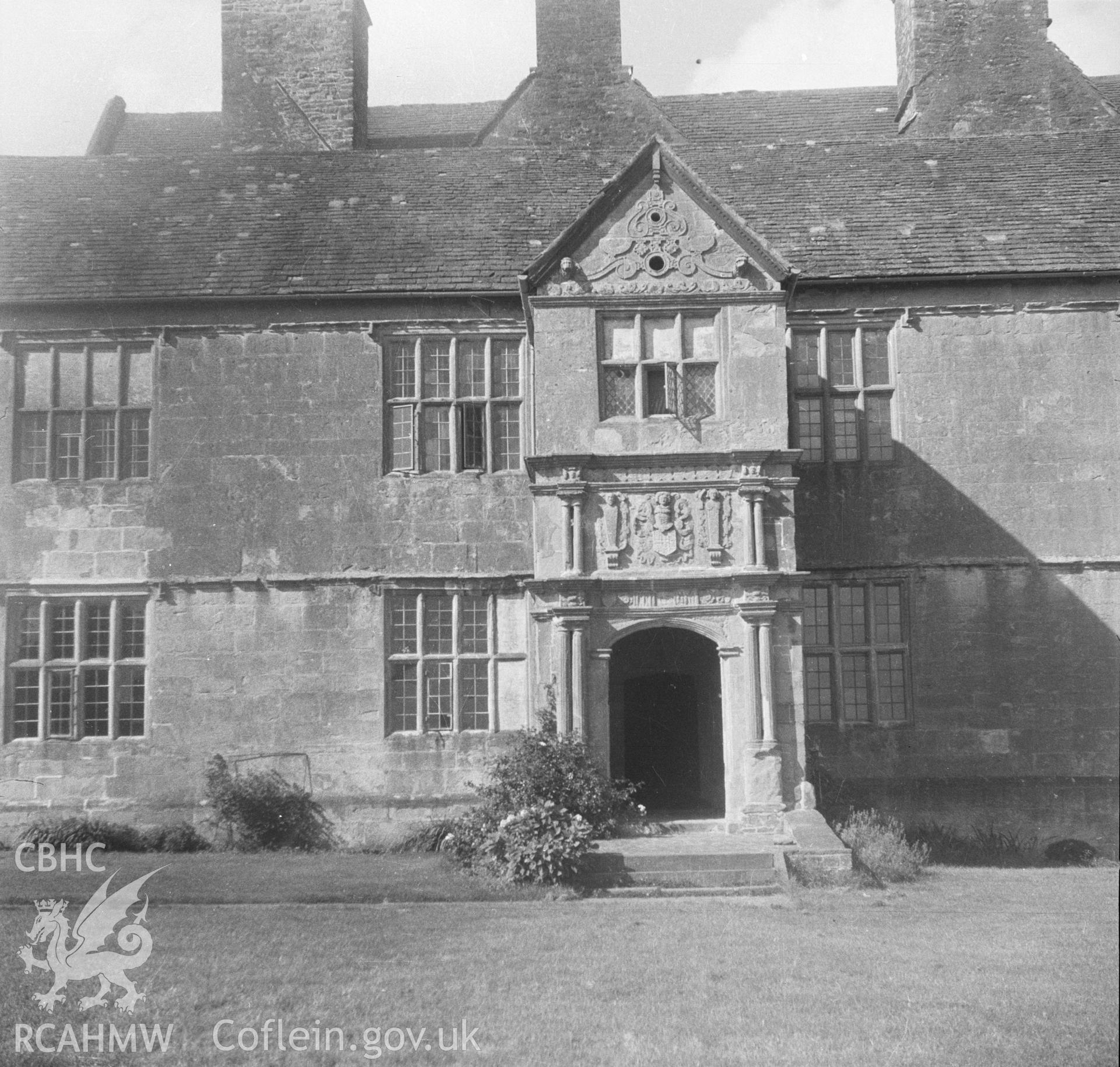 Digital copy of an undated nitrate negative showing front elevation of Treowen, Monmouthshire.