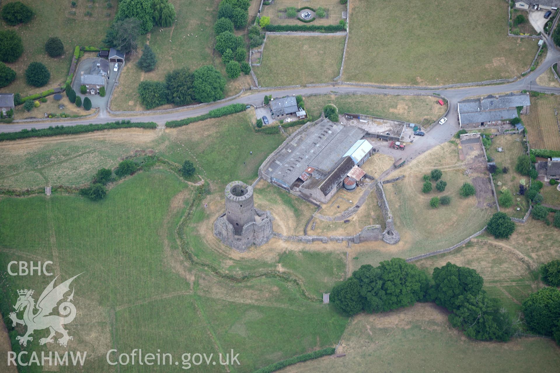 Royal Commission aerial photography of Tretower Castle taken on 19th July 2018 during the 2018 drought.