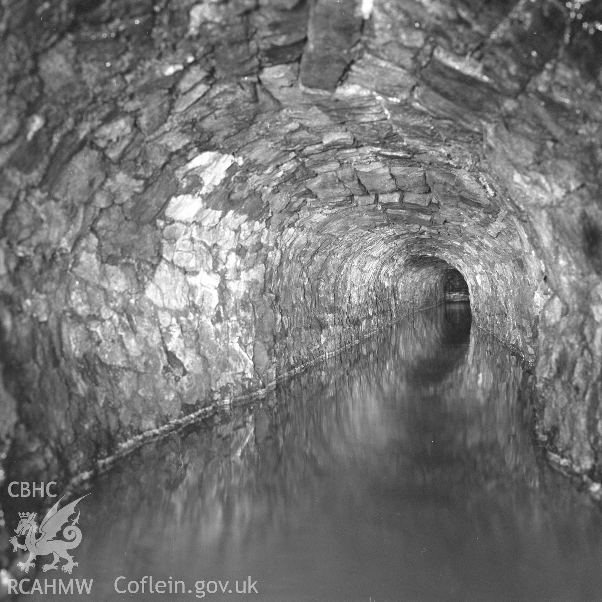 Digital copy of an acetate negative showing interior of Wood's Level at Big Pit, from the John Cornwell Collection.