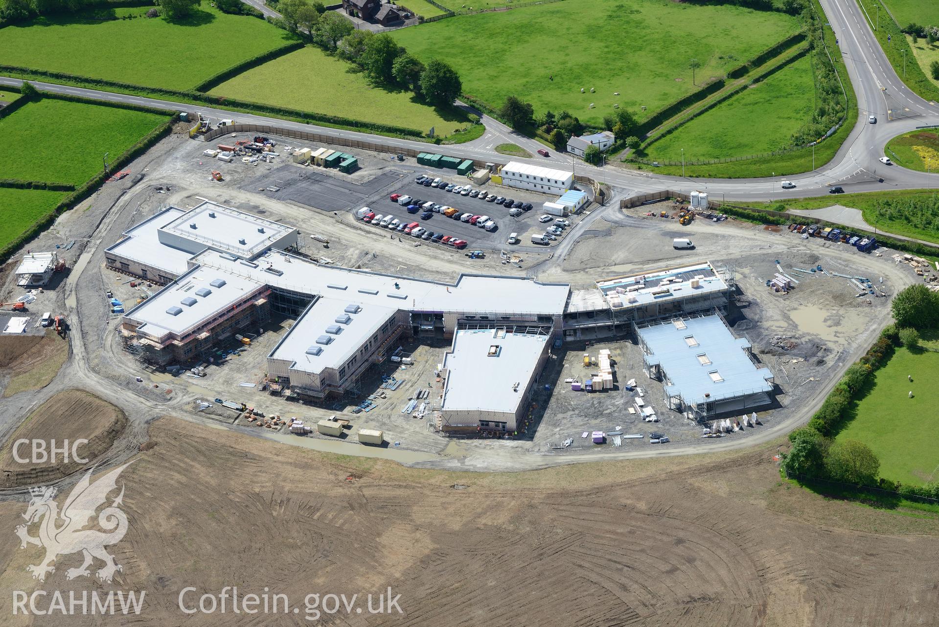 Ysgol Bro Teifi, Llandysul. Oblique aerial photograph taken during the Royal Commission's programme of archaeological aerial reconnaissance by Toby Driver on 3rd June 2015.