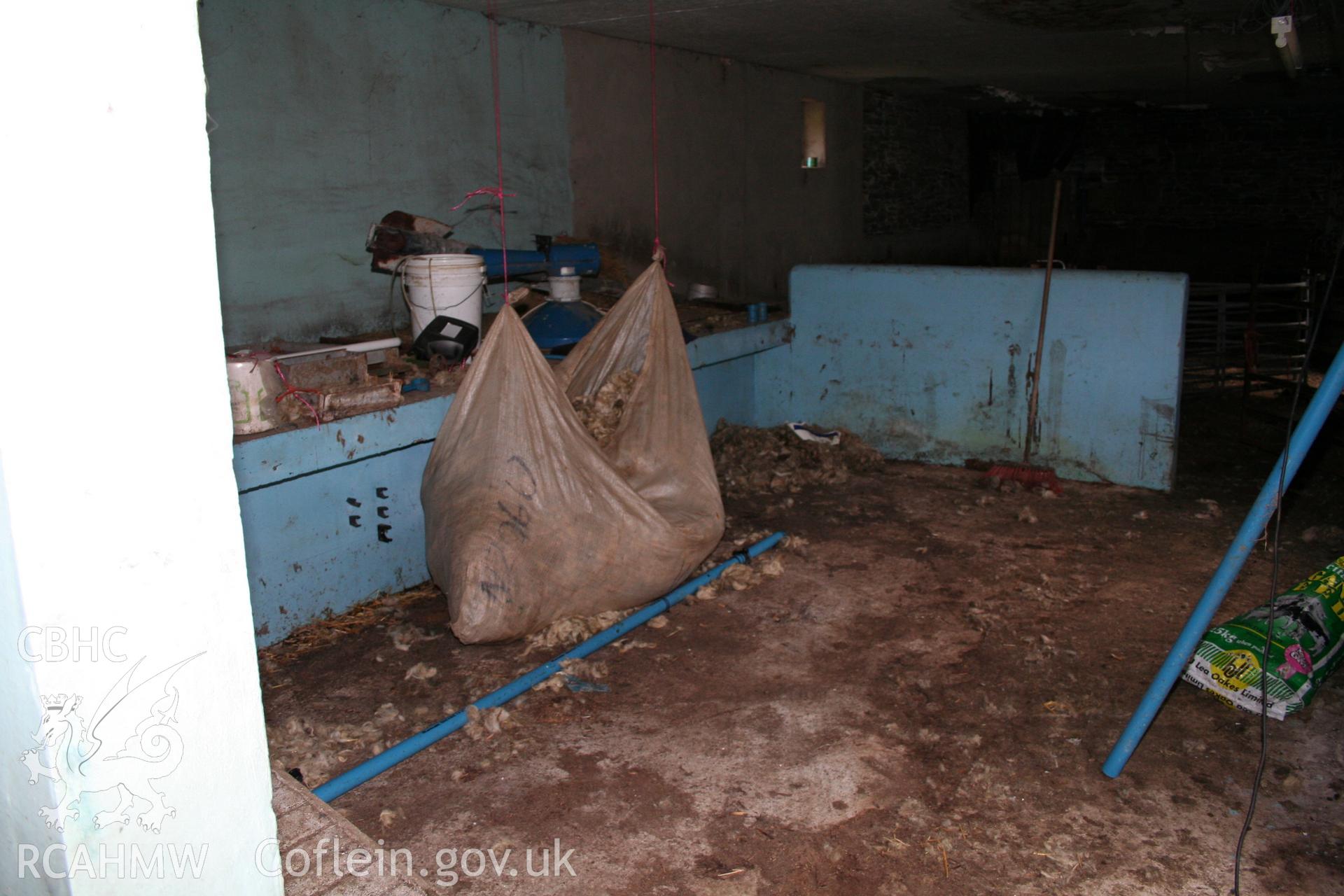 Interior view of cattle shelter. Photographic survey of the southern range of cowhouses at Tan-y-Graig Farm, Llanfarian. Conducted by Geoff Ward and John Wiles, 11th December 2006.