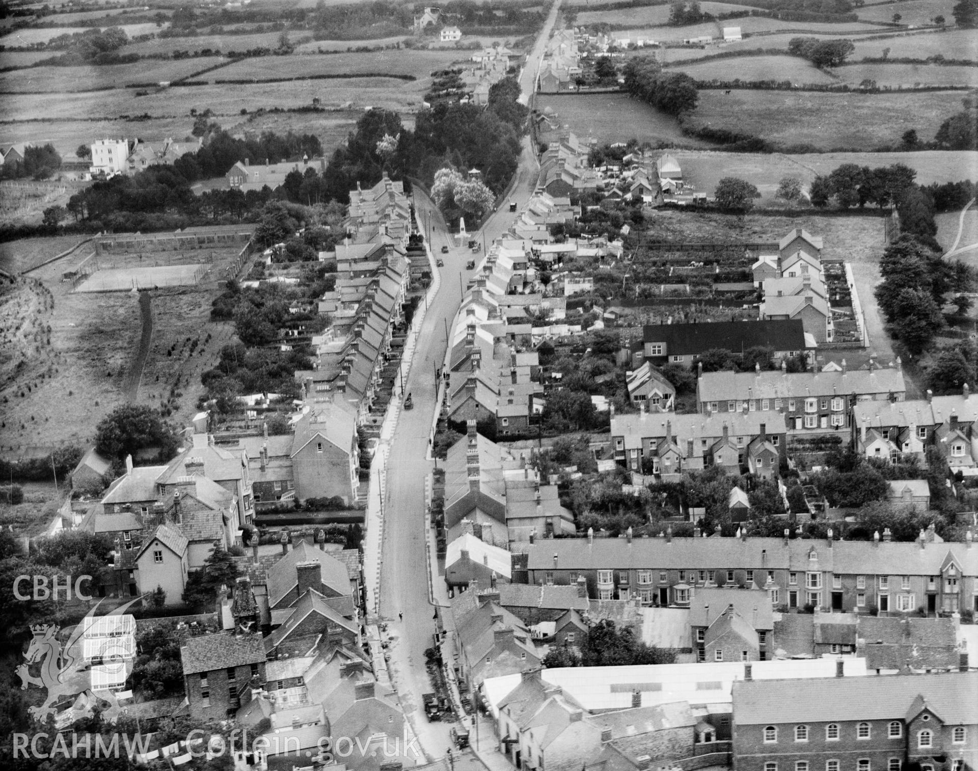 General view of Cardigan, oblique aerial view. 5?x4? black and white glass plate negative.