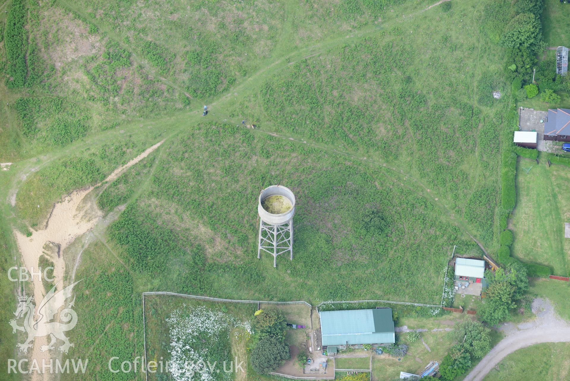 Watertower at Sandy Lane, Parkmill, on the Gower Peninsula. Oblique aerial photograph taken during the Royal Commission's programme of archaeological aerial reconnaissance by Toby Driver on 19th August 2015.