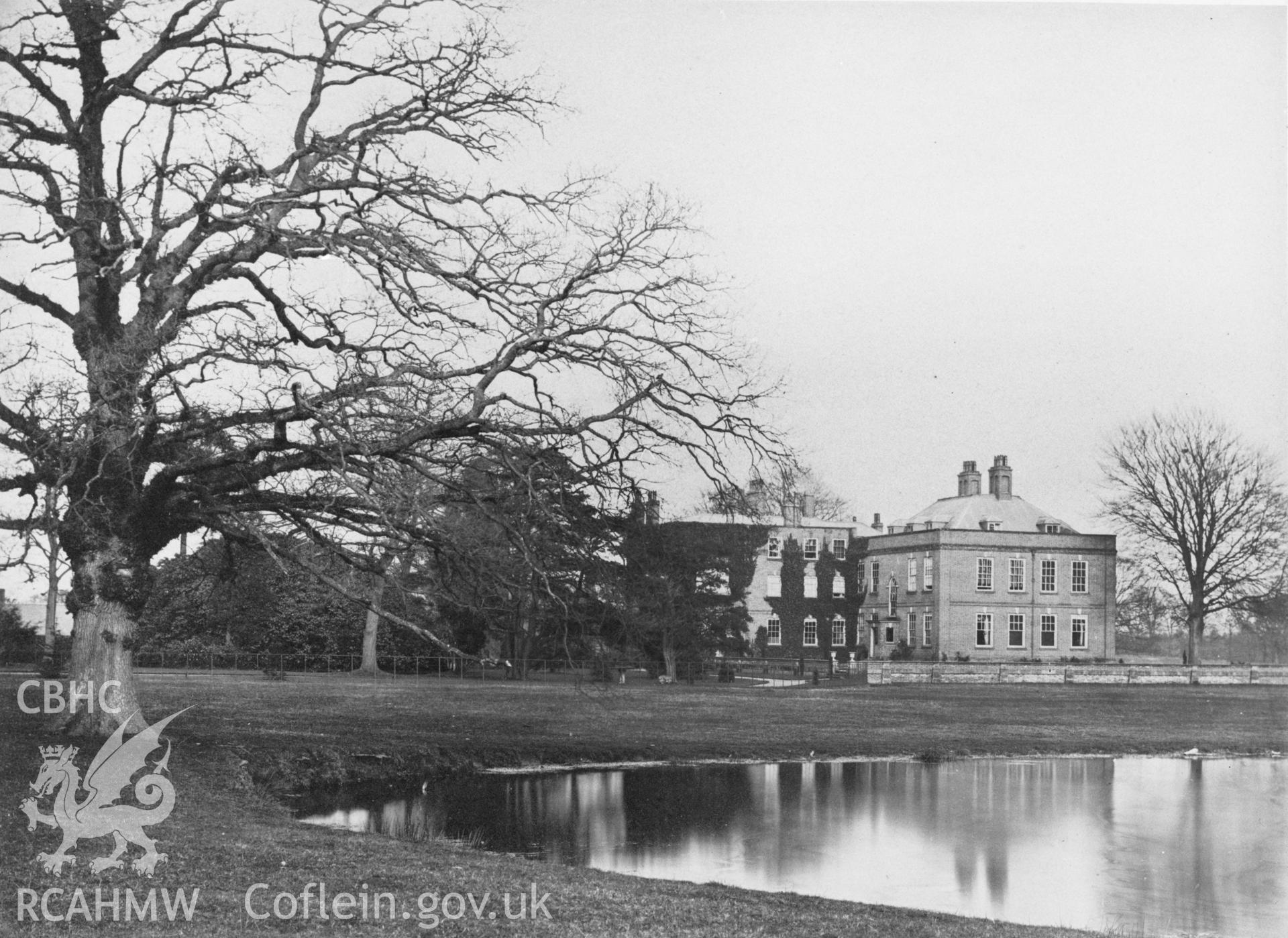 Digital copy of an acetate negative showing exterior view of Iscoyd Park, Flintshire.