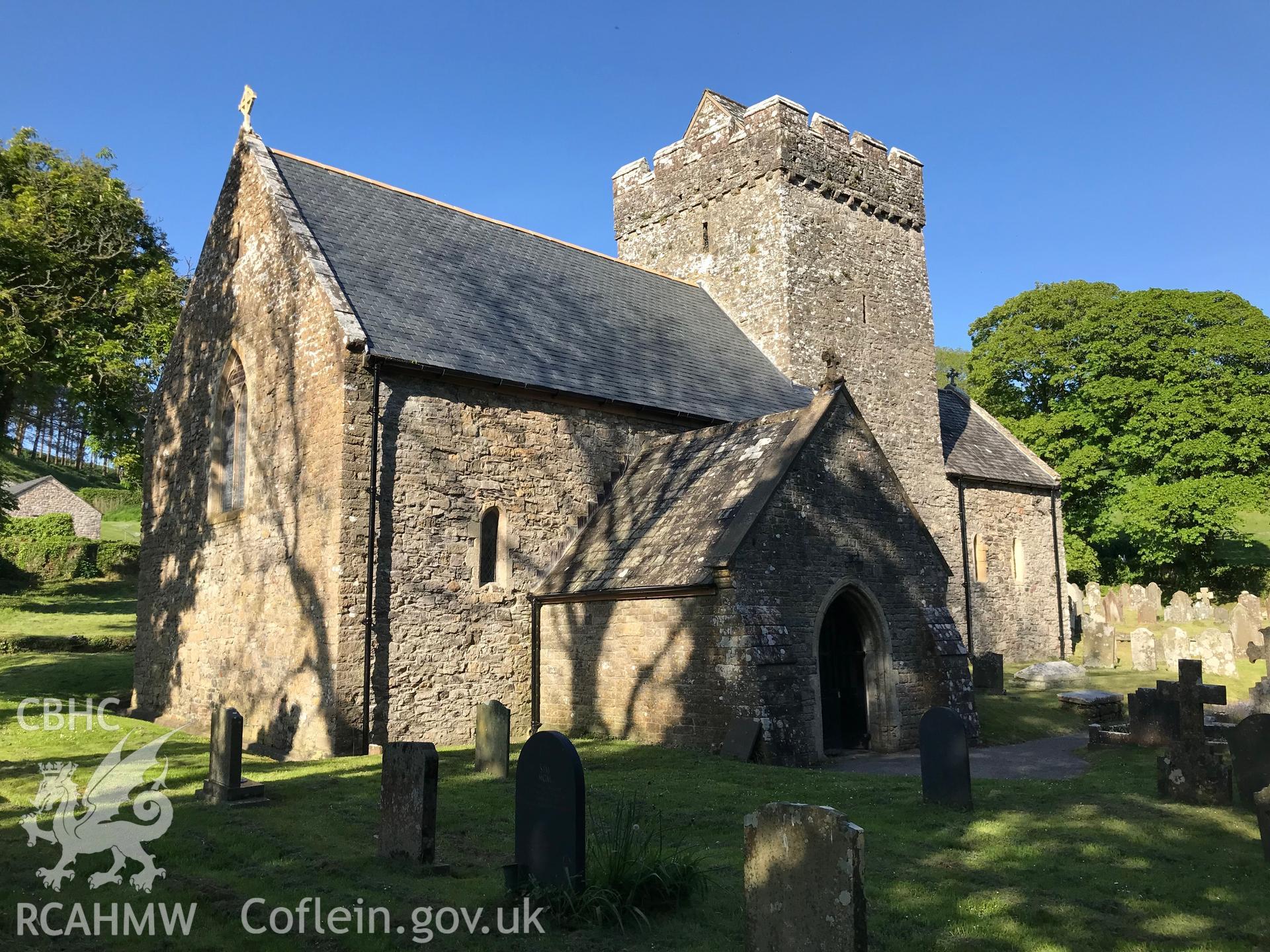 Colour photo showing the exterior of St. Cadog's Church, Cheriton, taken by Paul R. Davis, 19th May 2018.