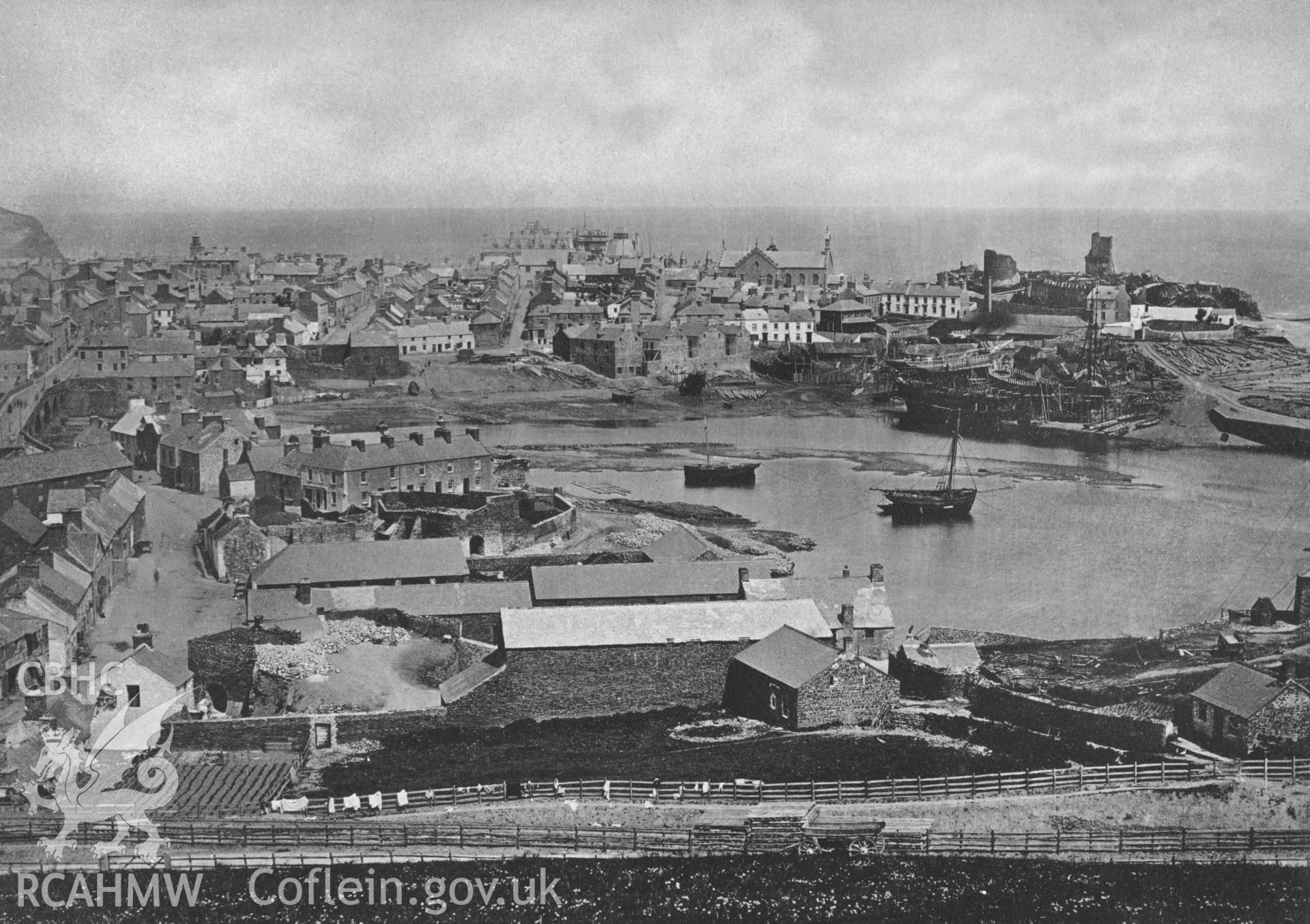 Digital copy of a view of Aberystwyth harbour.
