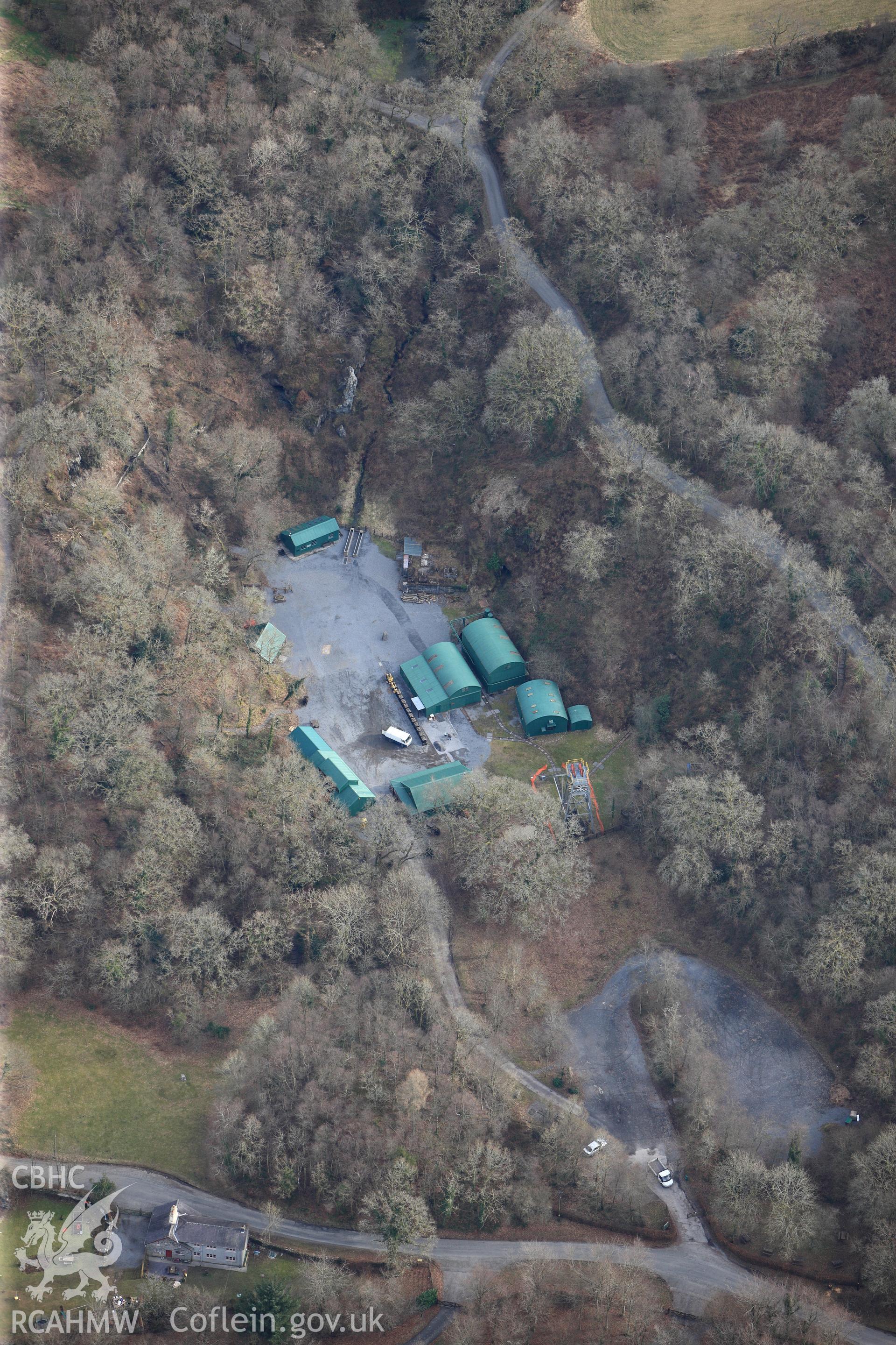 Dolaucothi gold mines, Pumsaint, north west of Llandovery. Oblique aerial photograph taken during the Royal Commission?s programme of archaeological aerial reconnaissance by Toby Driver on 28th February 2013.