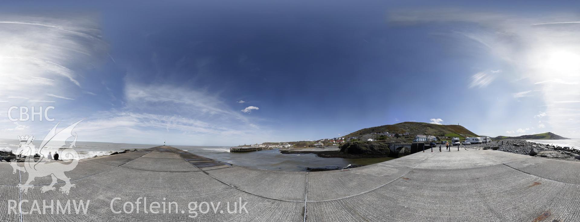 Reduced resolution tiff of stitched images from the Jetty to the Harbour, Aberystwyth produced by Susan Fielding and Rita Singer, 2018. Produced through European Travellers to Wales project.