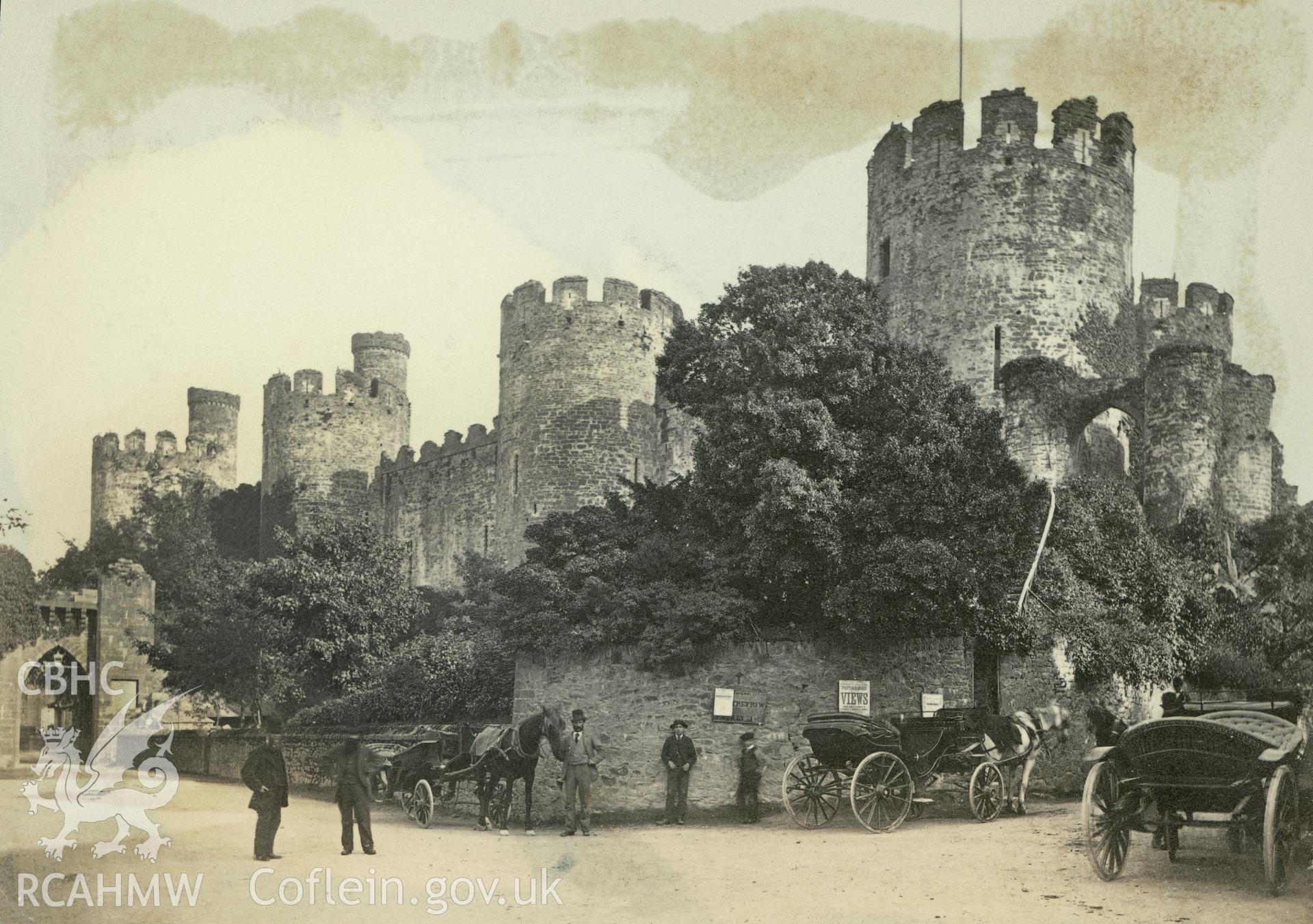 Digital copy of an albumen print showing an early view of Conway Castle.