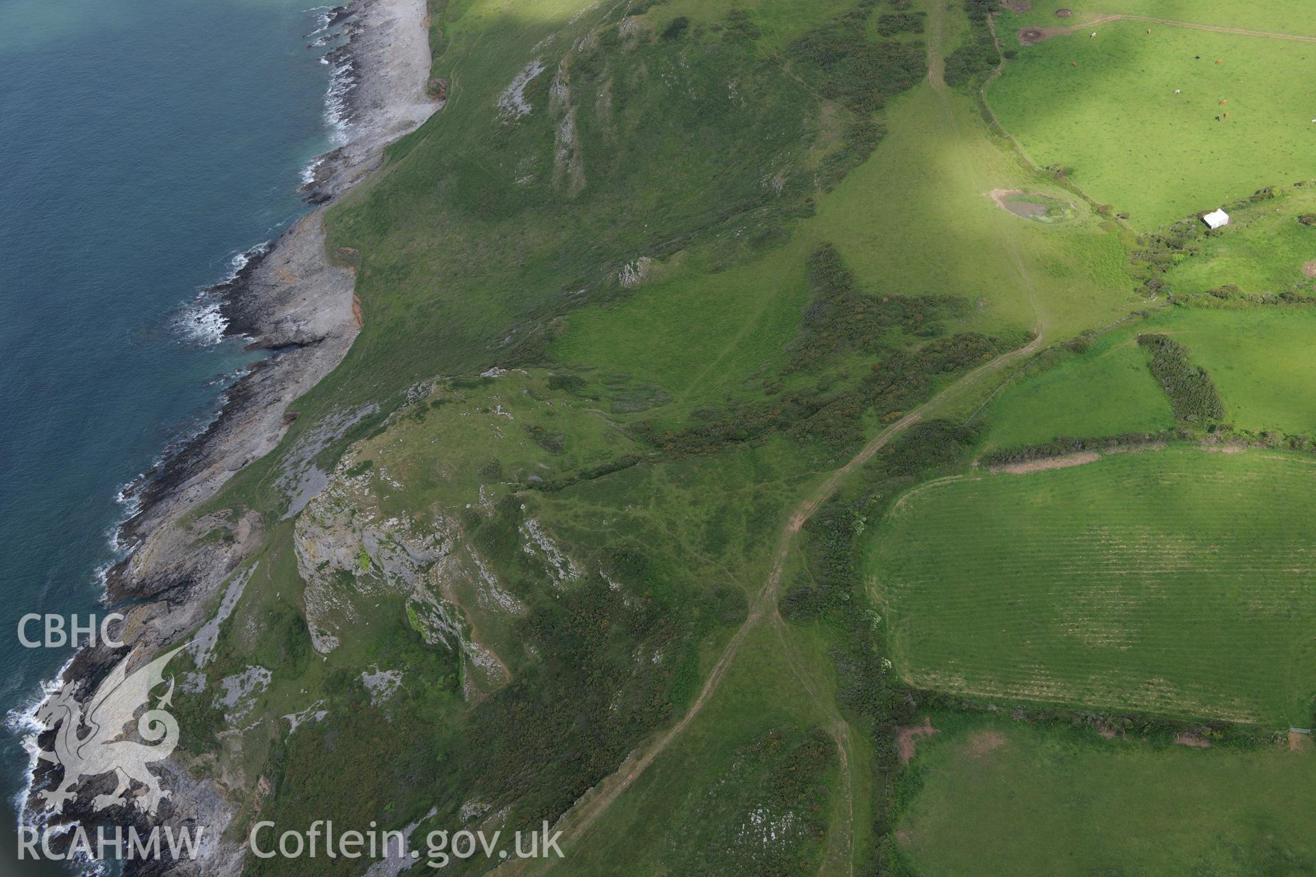 High Pennard Hillfort. Oblique aerial photograph taken during the Royal Commission's programme of archaeological aerial reconnaissance by Toby Driver on 19th June 2015.