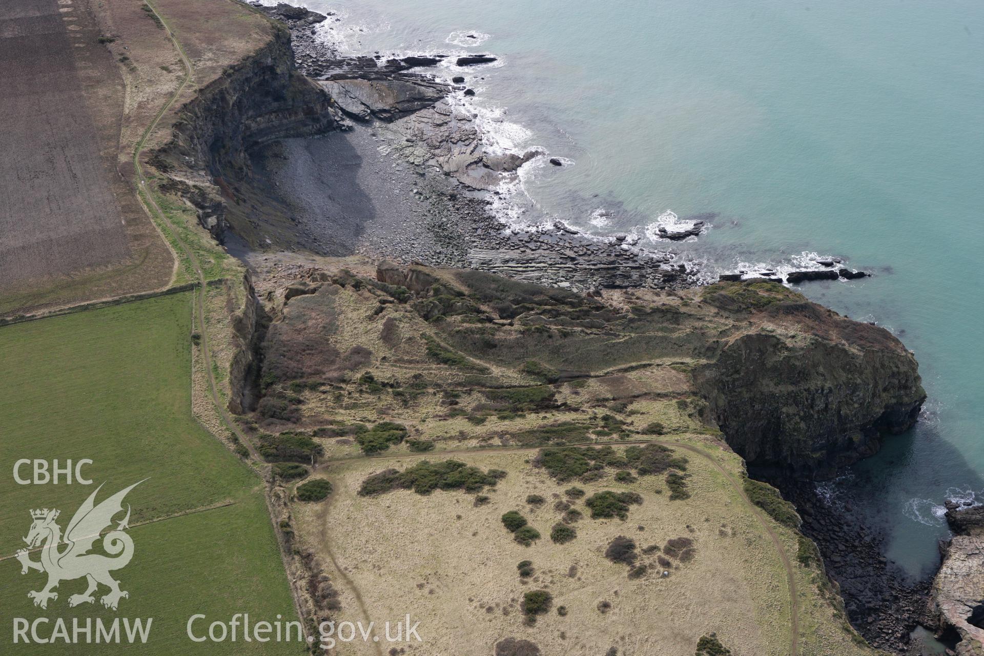 RCAHMW colour oblique aerial photograph of Black Point Rath. Taken on 02 March 2010 by Toby Driver