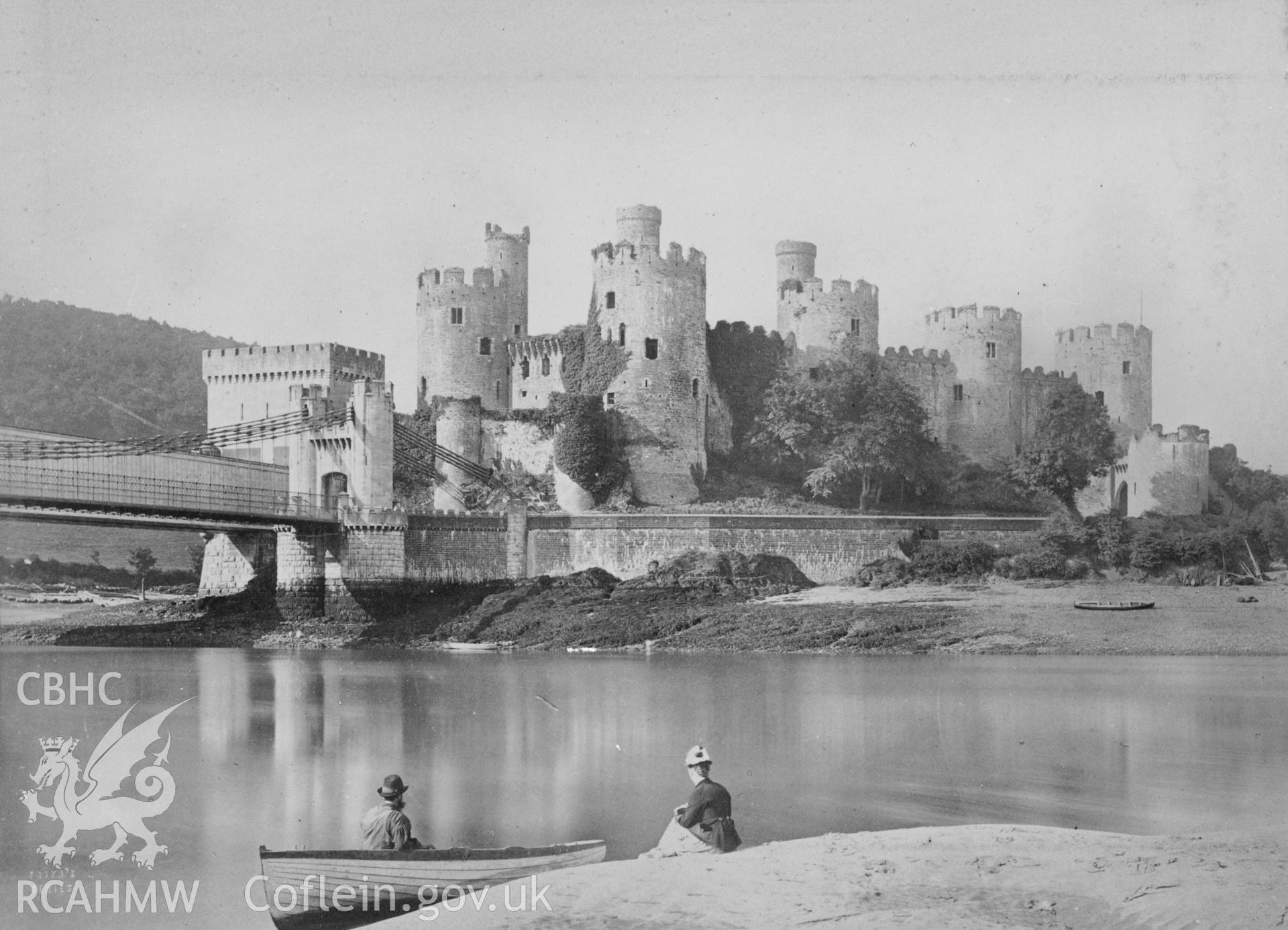 Digital copy of an acetate negative showing Conwy Castle.