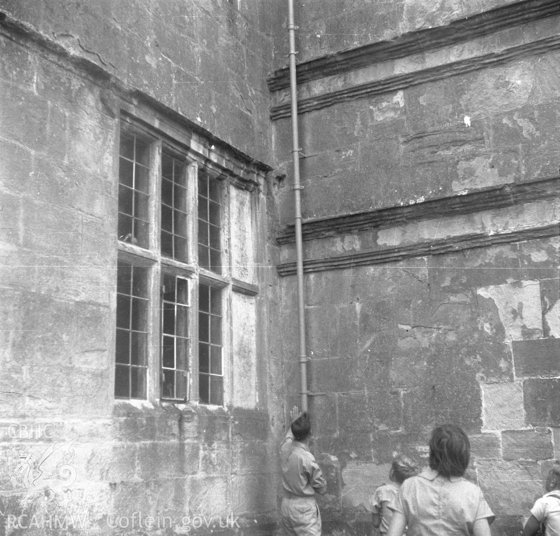 Digital copy of an undated nitrate negative showing building detail at Treowen, Monmouthshire.