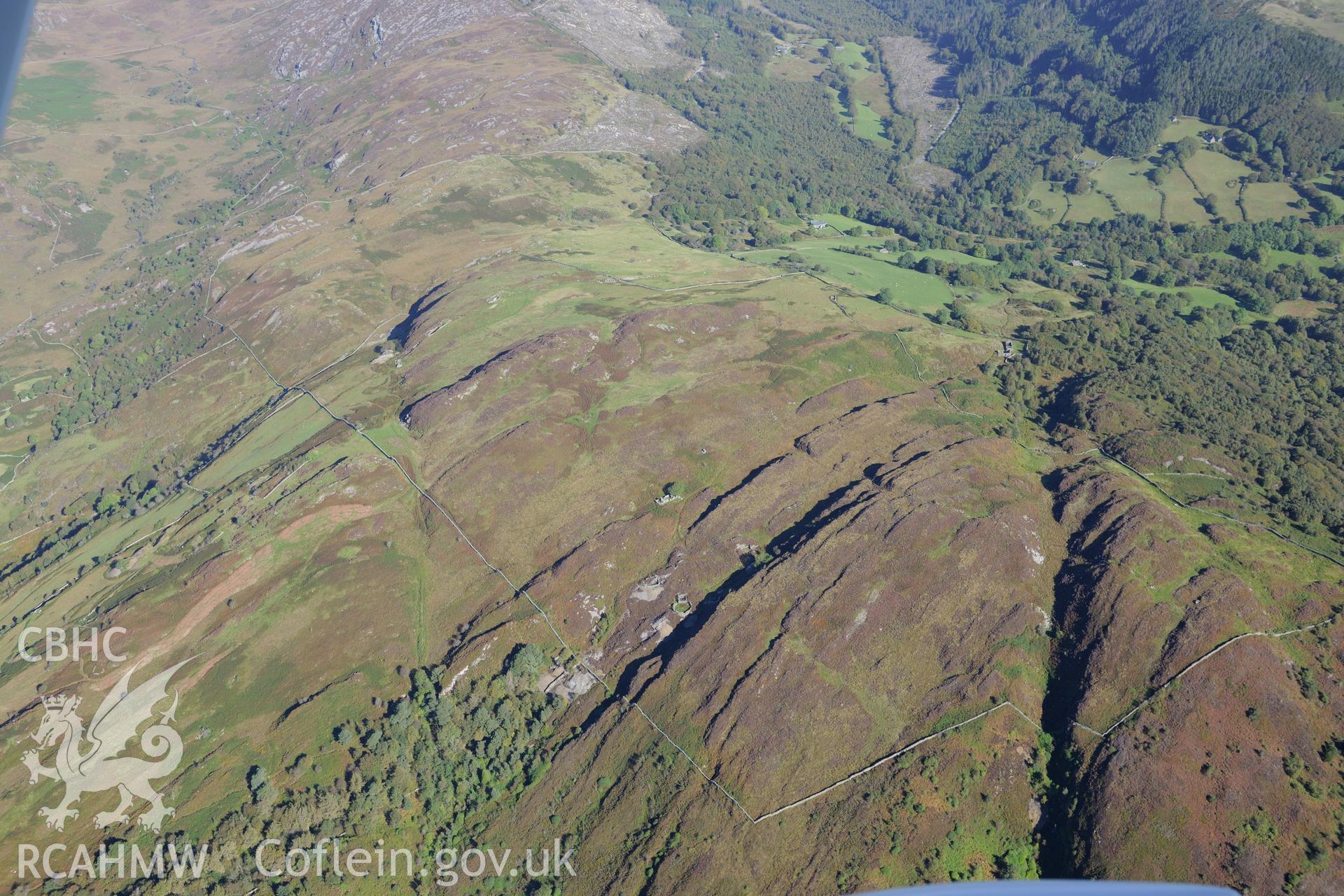 Clogau gold mine, near Dolgellau. Oblique aerial photograph taken during the Royal Commission's programme of archaeological aerial reconnaissance by Toby Driver on 2nd October 2015.