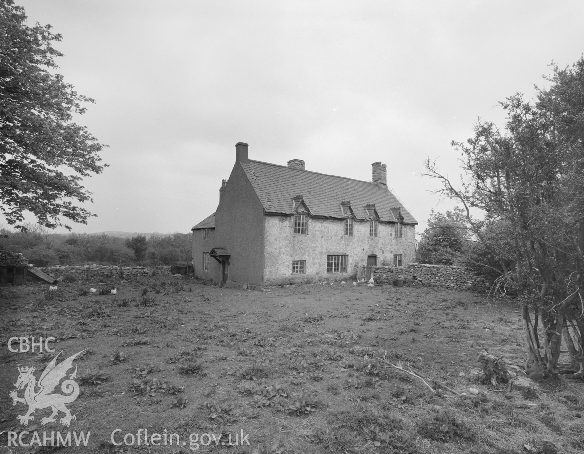 Digital copy of a black and white negative showing an exterior view of Pen y Cefn, Flintshire.