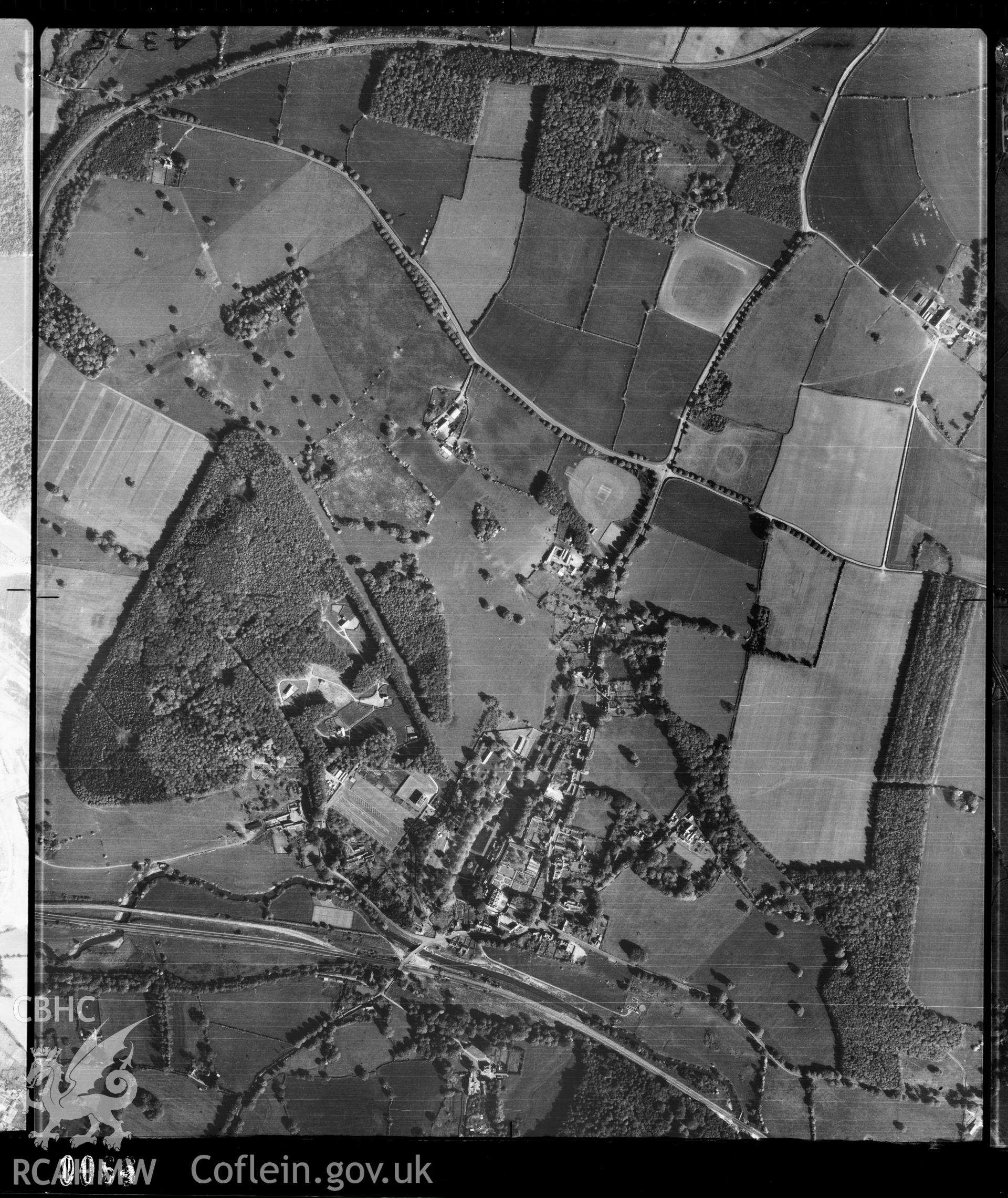 Digital copy of a Royal Air Force aerial view of the area around St Fagans, dated 1958.
