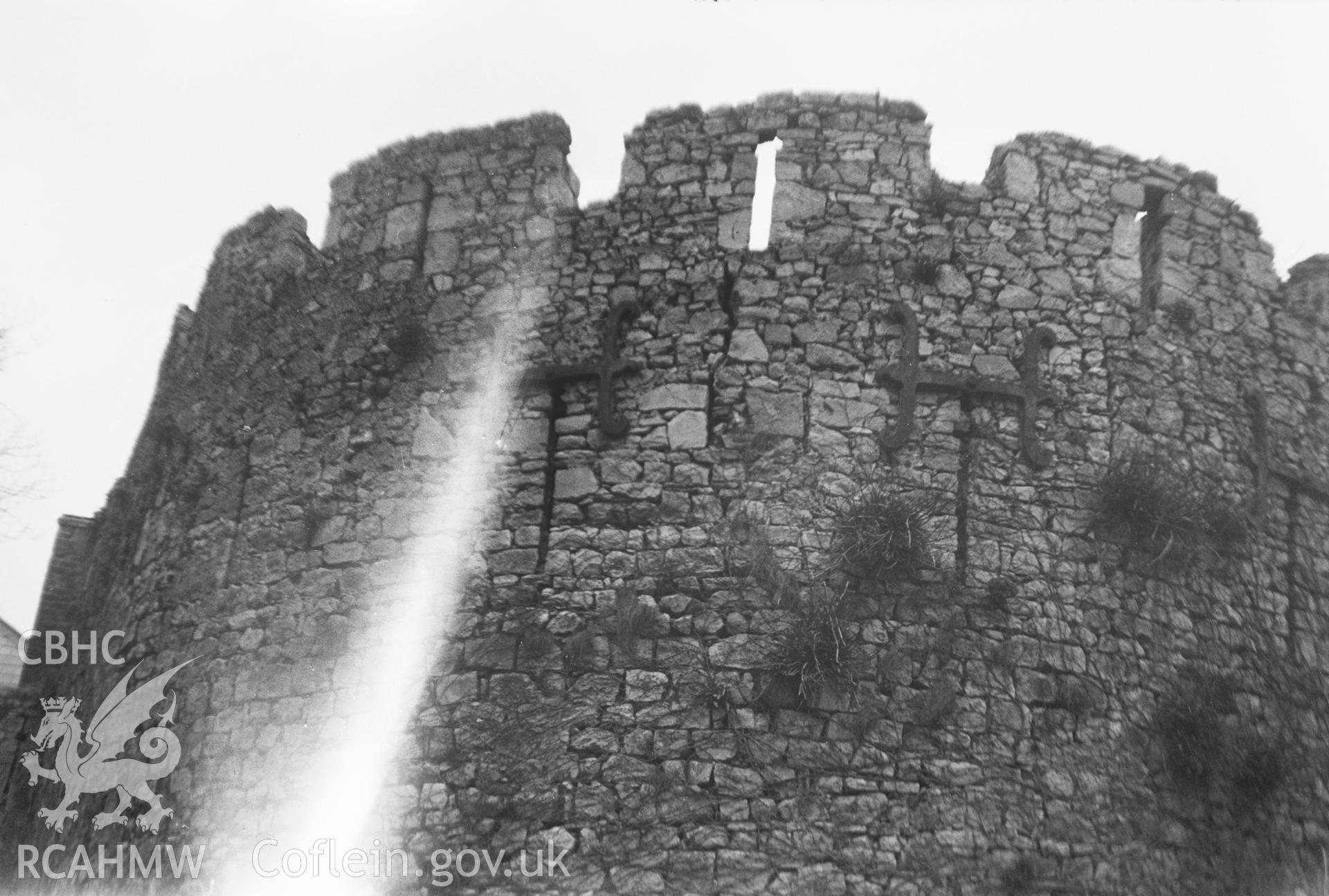 Digital copy of a nitrate negative showing view of Swansea Castle taken by Leonard Monroe, April 1930.